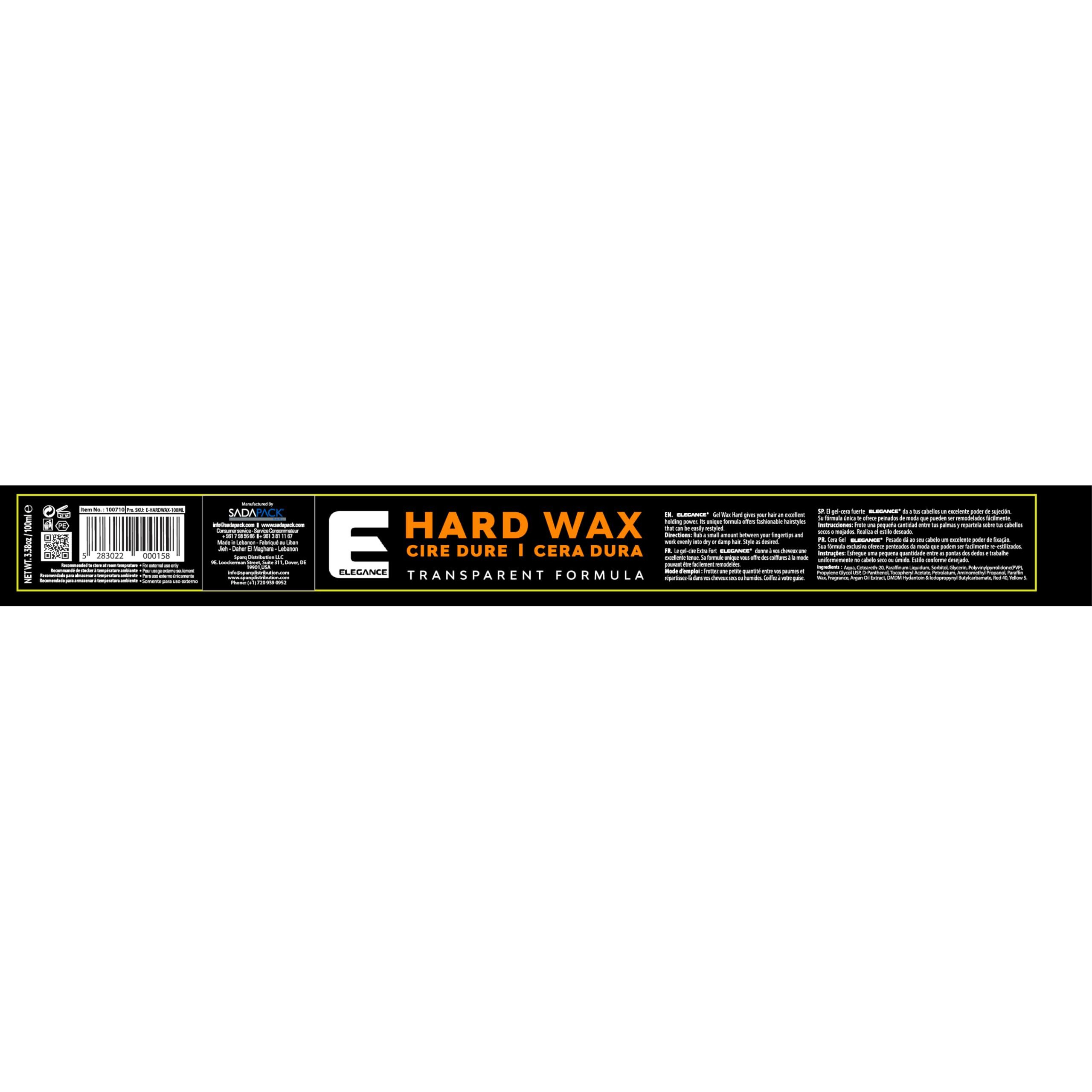 E Elegance Hair Products Transparent Hair Styling Hard Gel Wax With Argon Oil, Hard Hold, 3.38 Oz