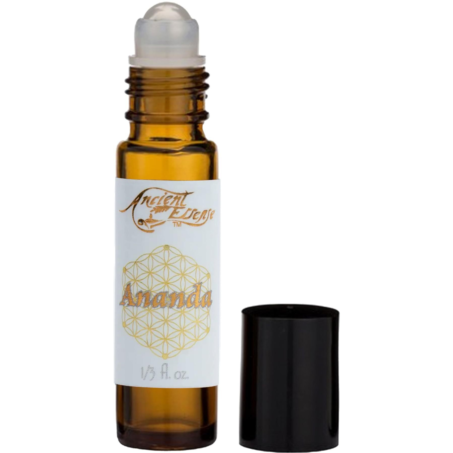Ancient Essence Ananda Roll On Essential Oil Blissful Blend Of Amber & Frankincense Creates Light & Mild Aroma Soothing Aromatherapy Calm & Relaxing (1/3 Fl Oz)