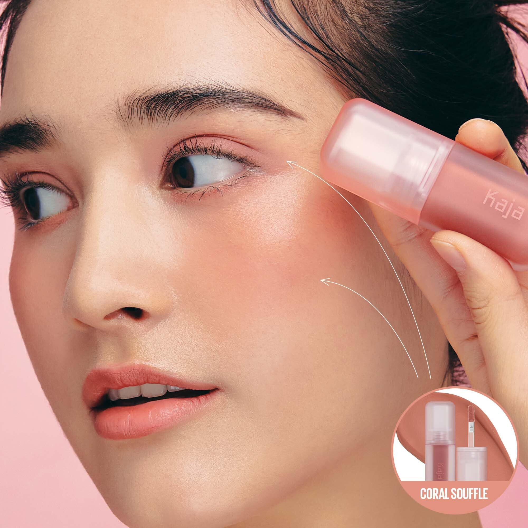 Kaja Multi-Purpose Liquid Eyeshadow & Blush - Whipped Dream | With Cotton Seed Oil, 4 Shades, Buildable, Blendable, Airy Semi-Matte Finish, 01 Coral Souffle, 0.17 Oz