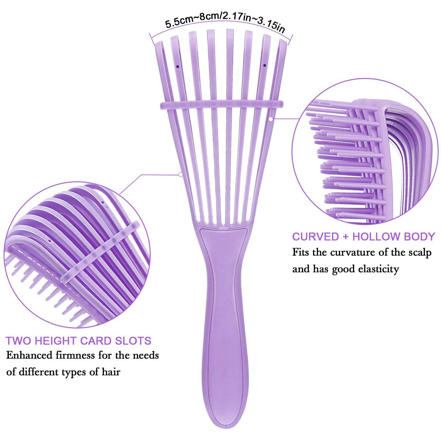 2 Pieces Detangling Brush For Afro America/African Hair Textured 3A To 4C Kinky Wavy/Curly/Coily/Wet/Dry/Oil/Thick/Long Hair, Knots Detangler Easy To Clean (Light Pink, Light Purple)