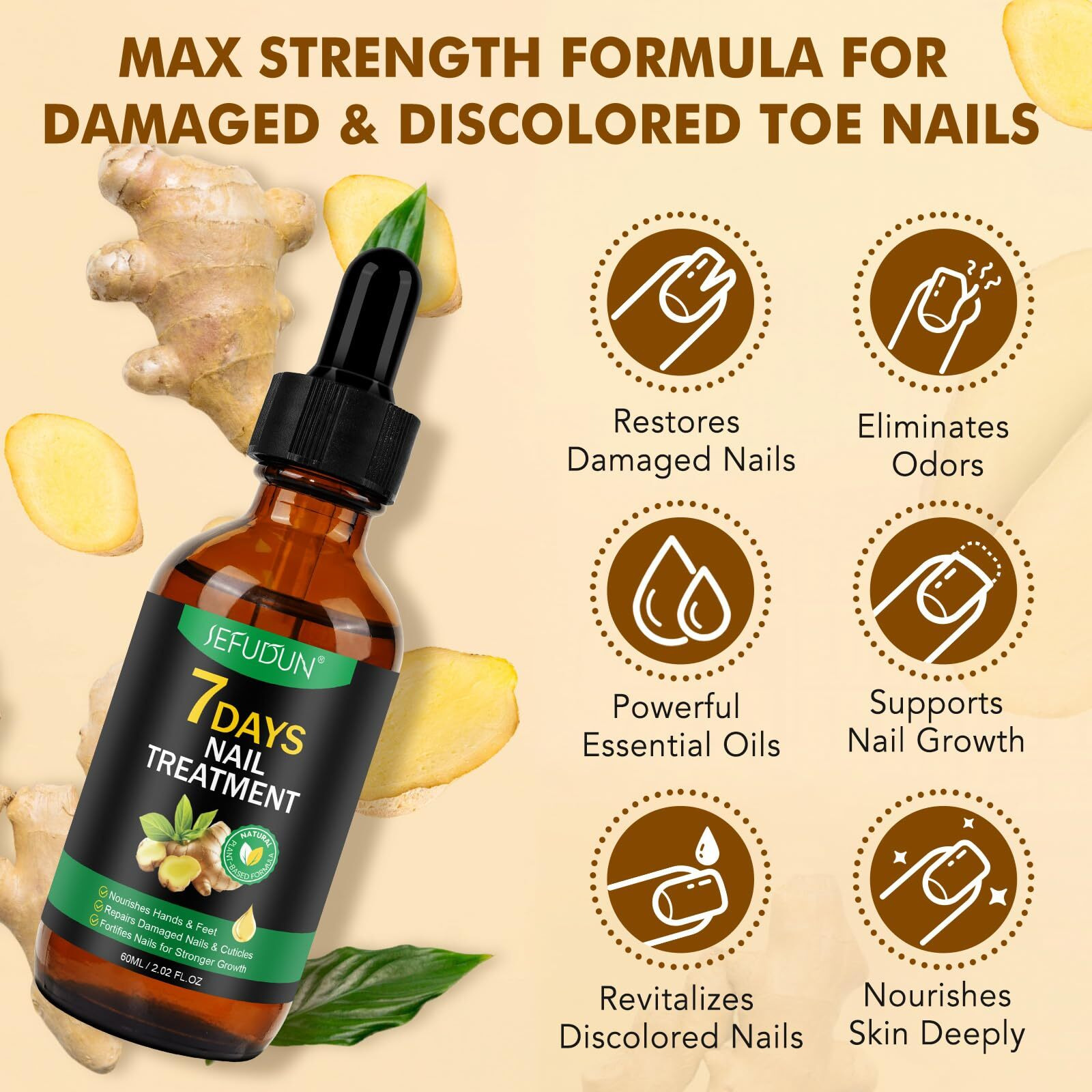 Ginger Nail Strengthener Serum 2Pack- Ginger-Infused Nail Repair Oil For Care, Natural Nail And Strengthener Solution