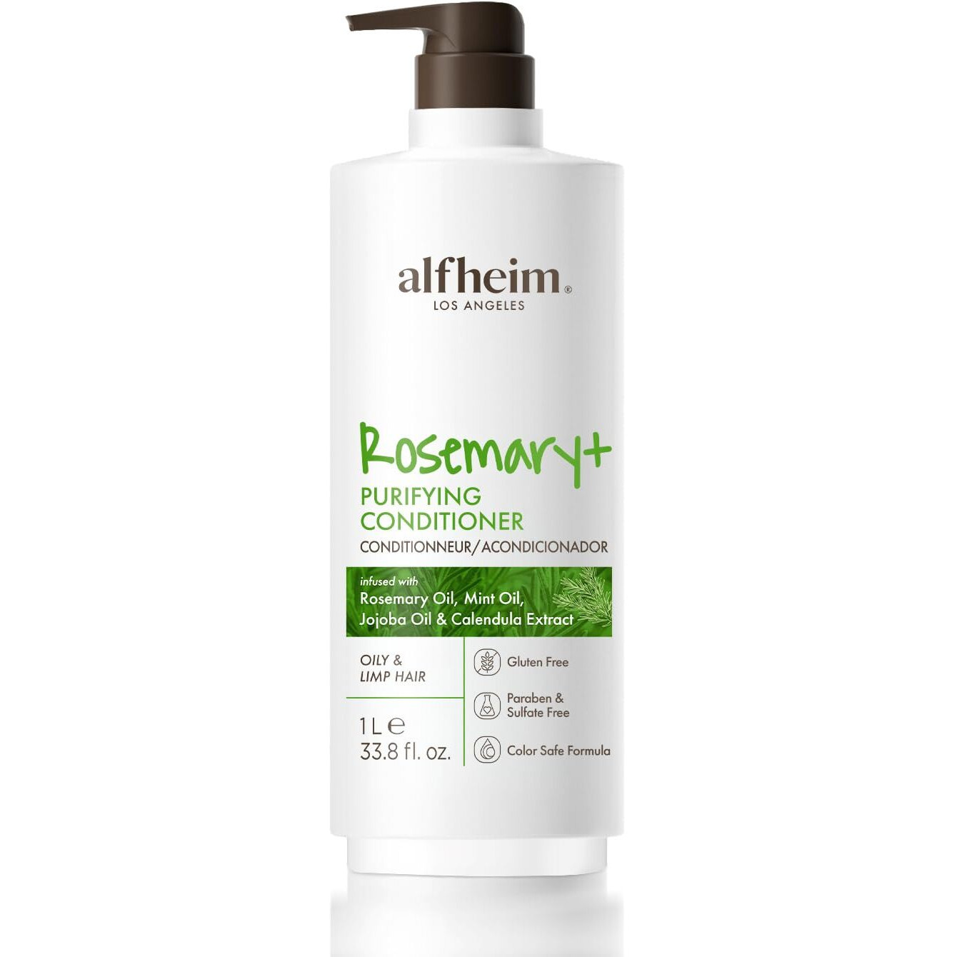 Alfheim Rosemary+ Purifying Conditioner | Controls Excess Oil For Oily Scalp & Hair | Rosemary & Peppermint Oil Infused For Lightweight Moisturizing, Smoothing & Volumizing | Sulfate-Free | 33.8 Oz