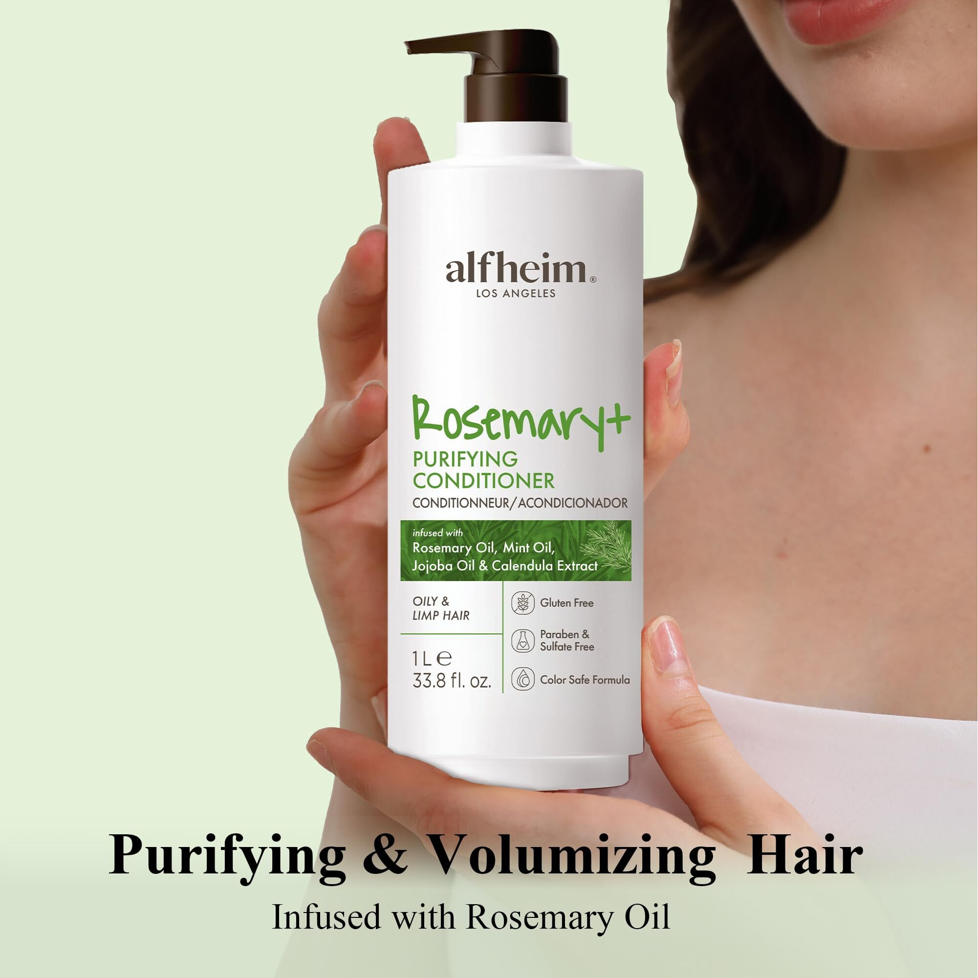 Alfheim Rosemary+ Purifying Conditioner | Controls Excess Oil For Oily Scalp & Hair | Rosemary & Peppermint Oil Infused For Lightweight Moisturizing, Smoothing & Volumizing | Sulfate-Free | 33.8 Oz