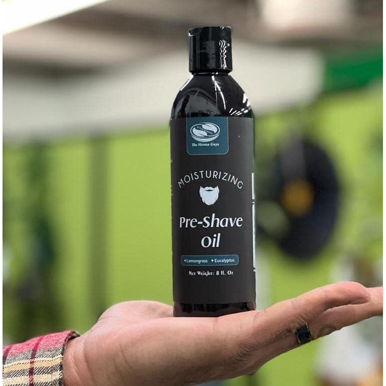 The Henna Guys 8 Fl. Oz, Lemongrass & Eucalyptus Pre Shave Oil For Men, Premium Pre Shave Oil, Excellent Shaving Oil For Men, Prepares For A Burns Free Shave, Works With Straight Or Safety Razor