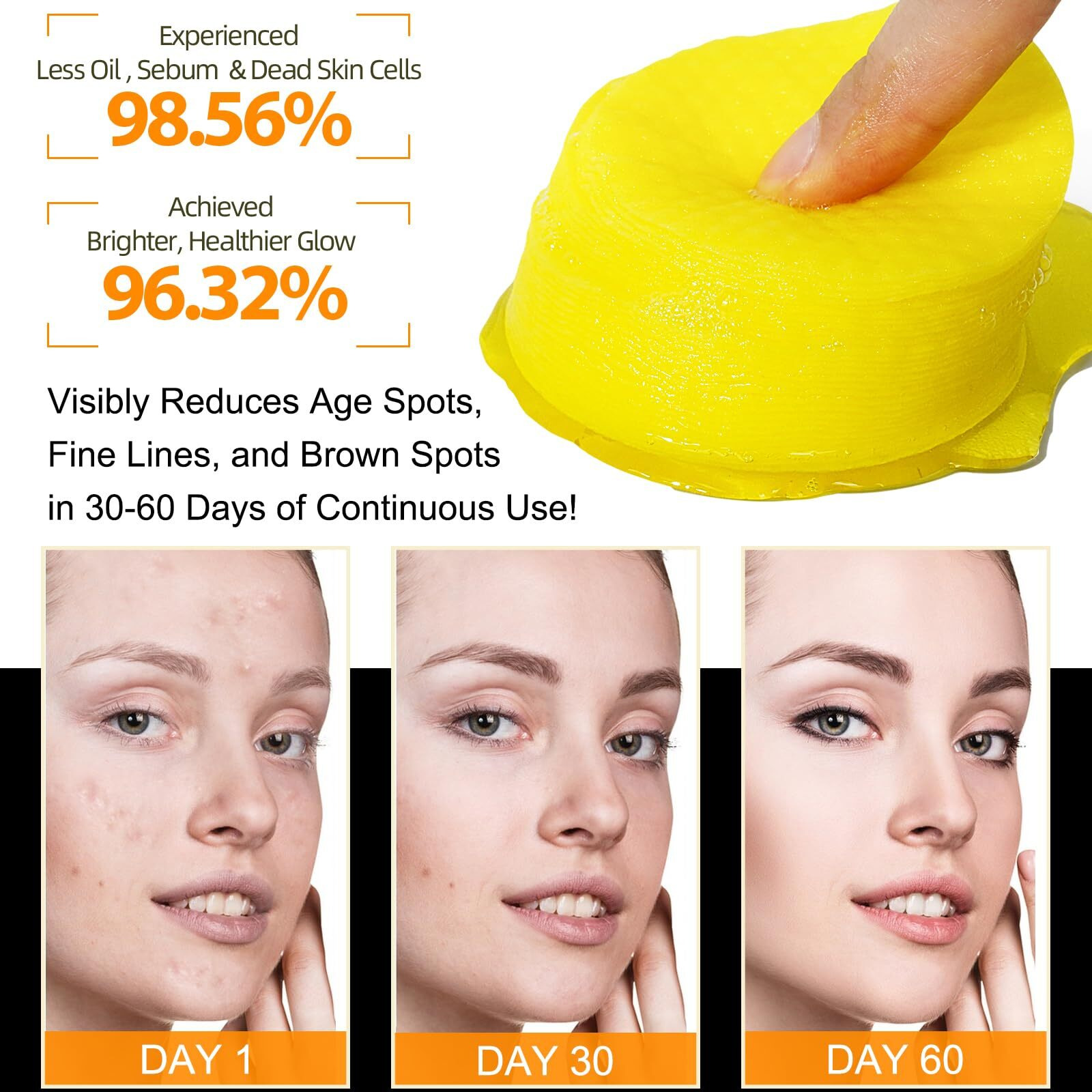 Kojic Acid & Turmeric Cleansing Pads, 50Pcs Face Pads With Vitamin B5, C, Balance Skin Oil & Water For Women