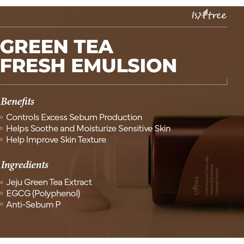 Isntree Green Tea Fresh Emulsion 120Ml 4.05 Fl.Oz | Green Tea Extract From Jeju | Balances Oil & Moisture | Lightweight Texture