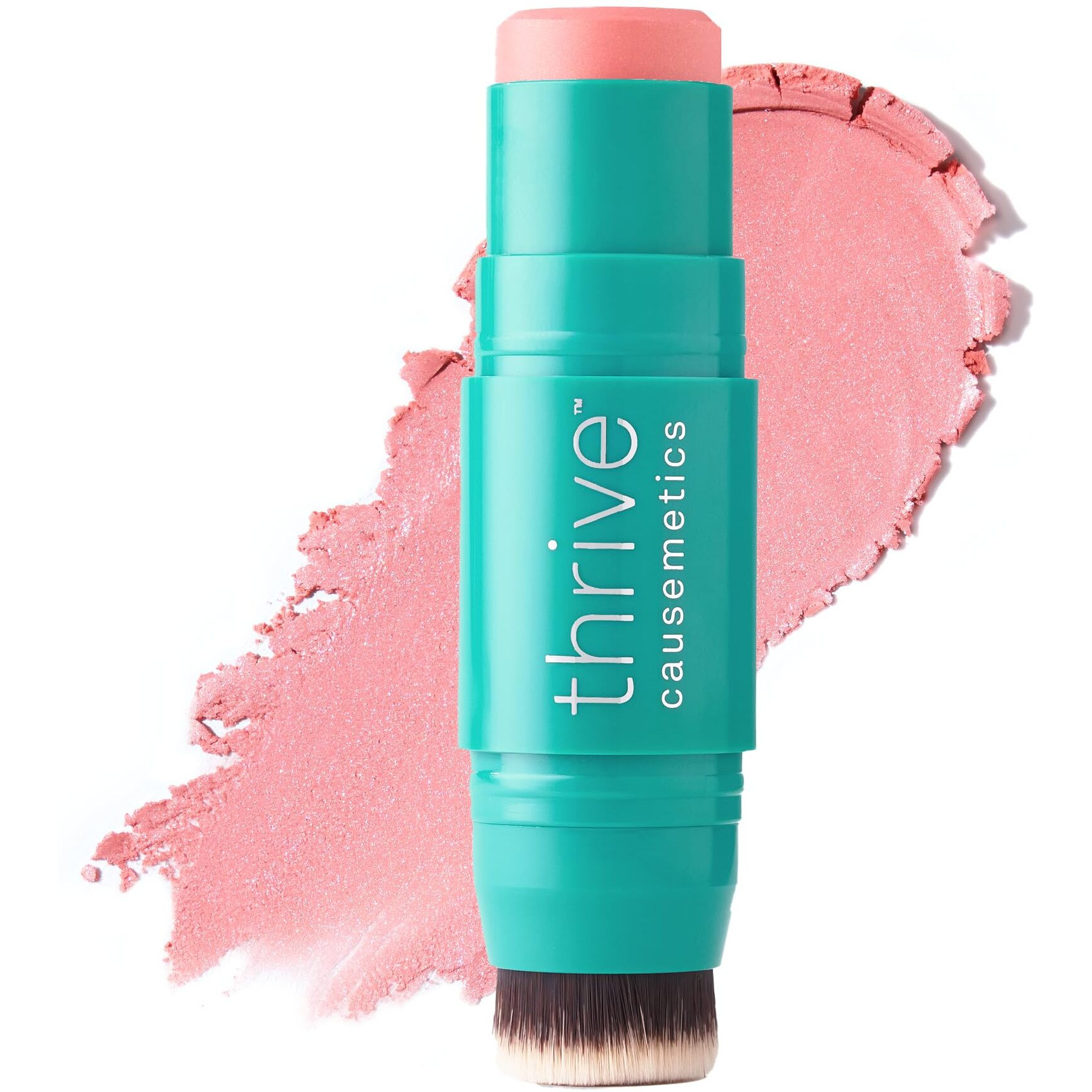Thrive Causemetics Triple Threat Color Stick Cream Blush Stick With Vitamin E, Evening Primrose Oil, Waterproof Smudge Proof Face Makeup, Olivia (Peachy Pink Shimmer)