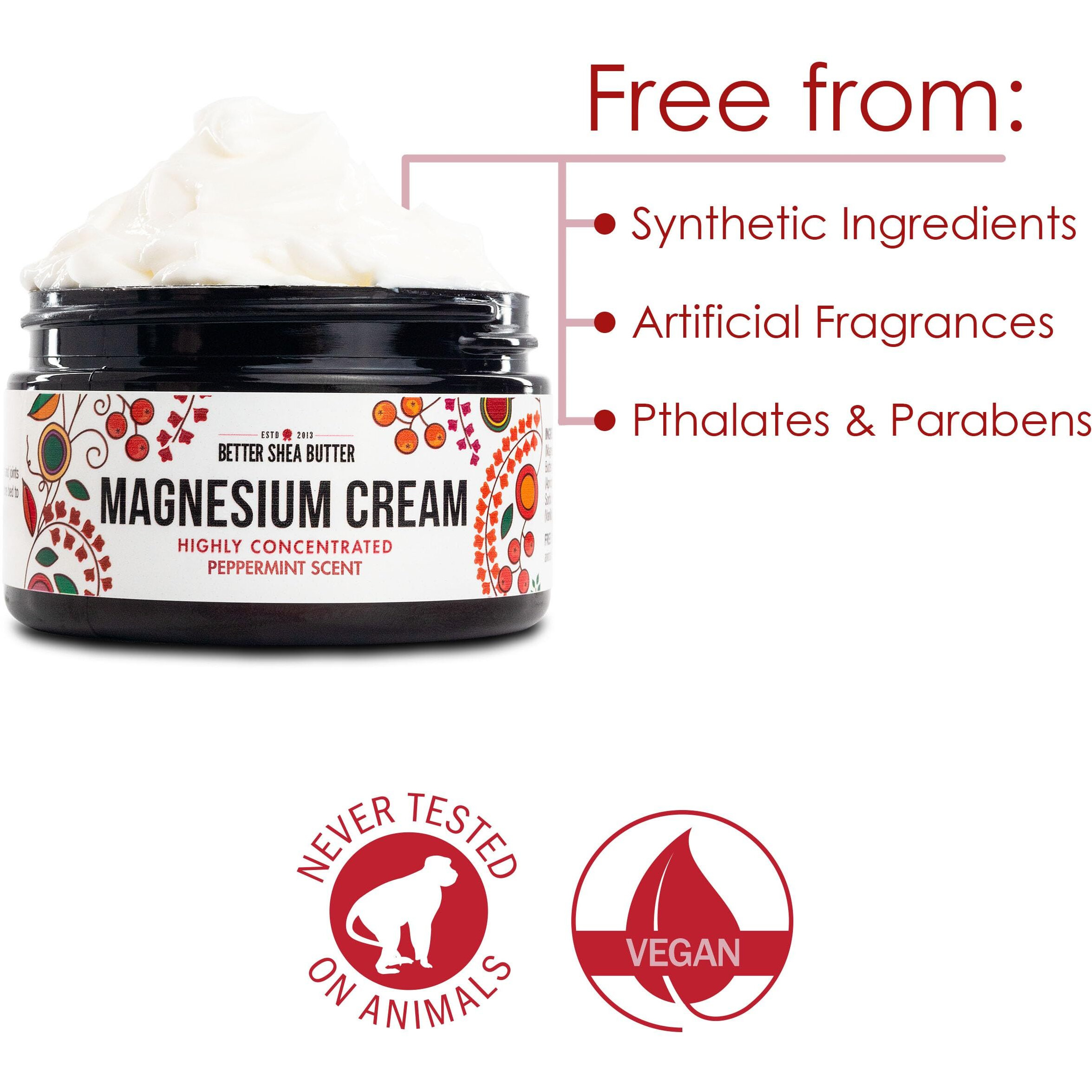 Better Shea Butter Magnesium Cream For Feet | Peppermint | Relieves Muscle Tension And Cramps | Night Lotion For Pregnancy, Kids And Babies | Organic And Natural Ingredients
