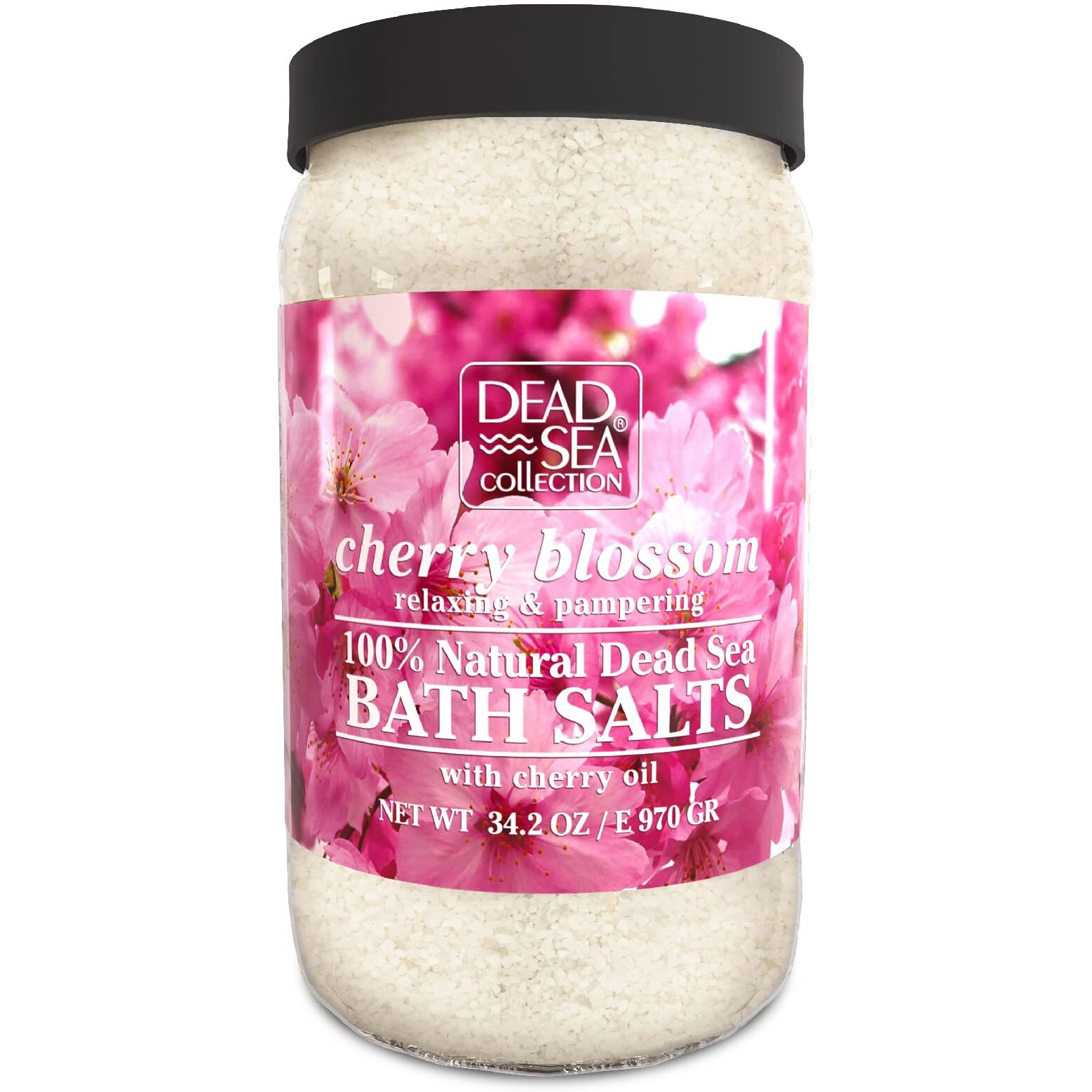Dead Sea Collection Bath Salts With Cherry Blossom - Pure Dead Sea Salt And Sweet Cherry Oil - Nourishing Soothing And Relaxing Skin And Muscle - 34.2 Oz