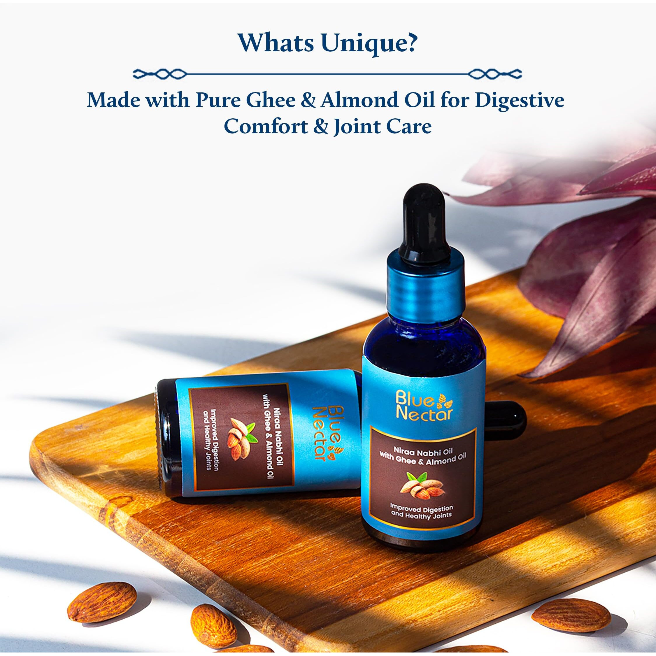 Blue Nectar Ayurveda Nabhi Oil With Ghee & Almond Oil | Belly Button Oil For Digestion & Joint Health | 100% Natural & Herbal (21 Herbs, 1 Fl Oz)