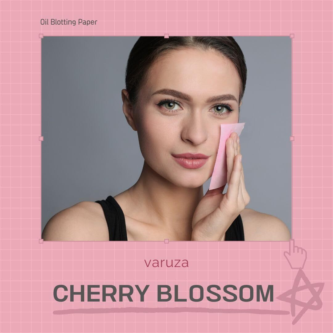 [600 Counts Refills Only] Cherry Blossom Natural Oil Blotting Sheets For Face With Mirror Case And Refills