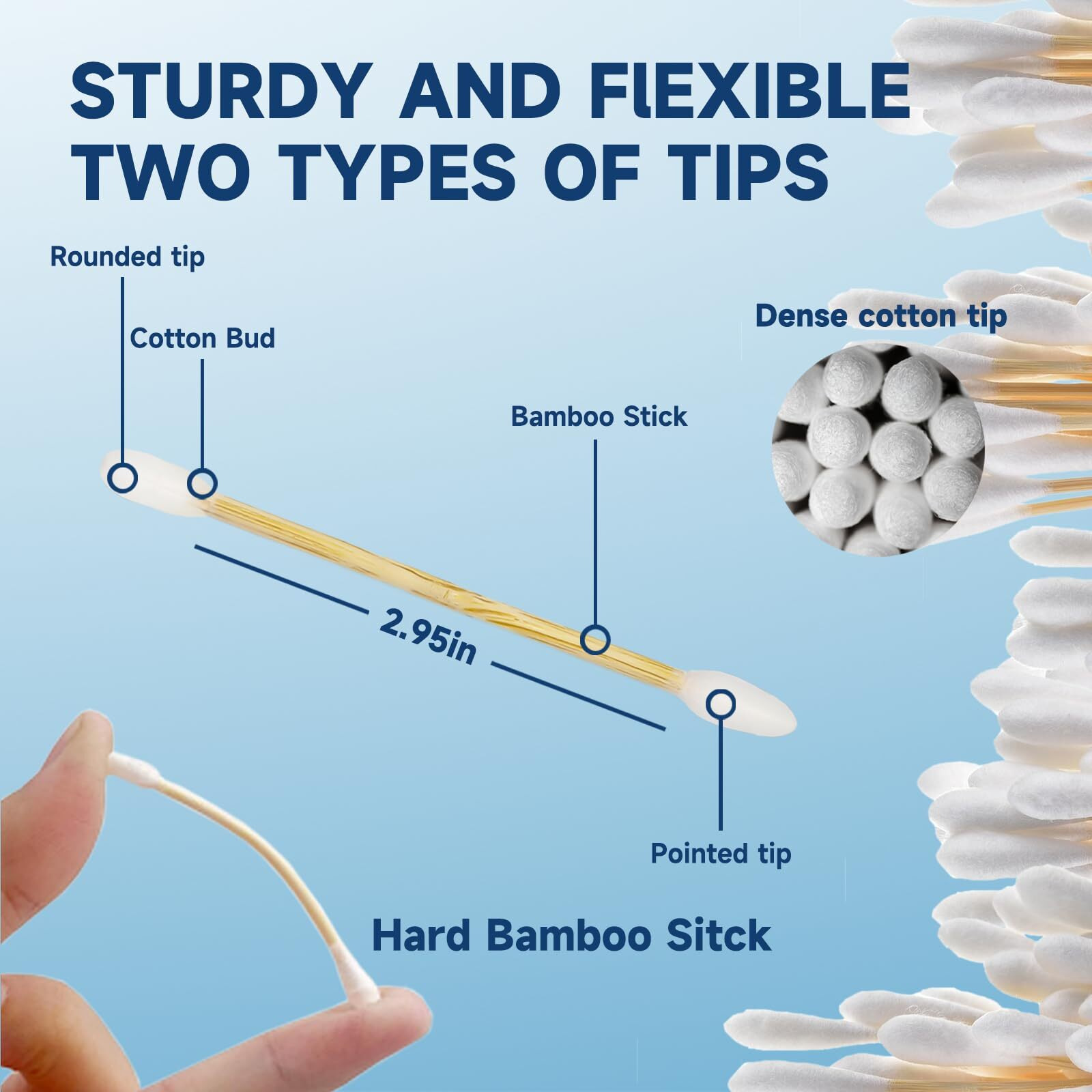 500 Count Cotton Swabs, Bamboo Cotton Swab For Eye Ears Oil Makeup, Lint Free Double Tipped Natural Cotton Buds, Cleaning With Wood Handle Remove Dust And Dirt, 500 Count (Pack Of 2)