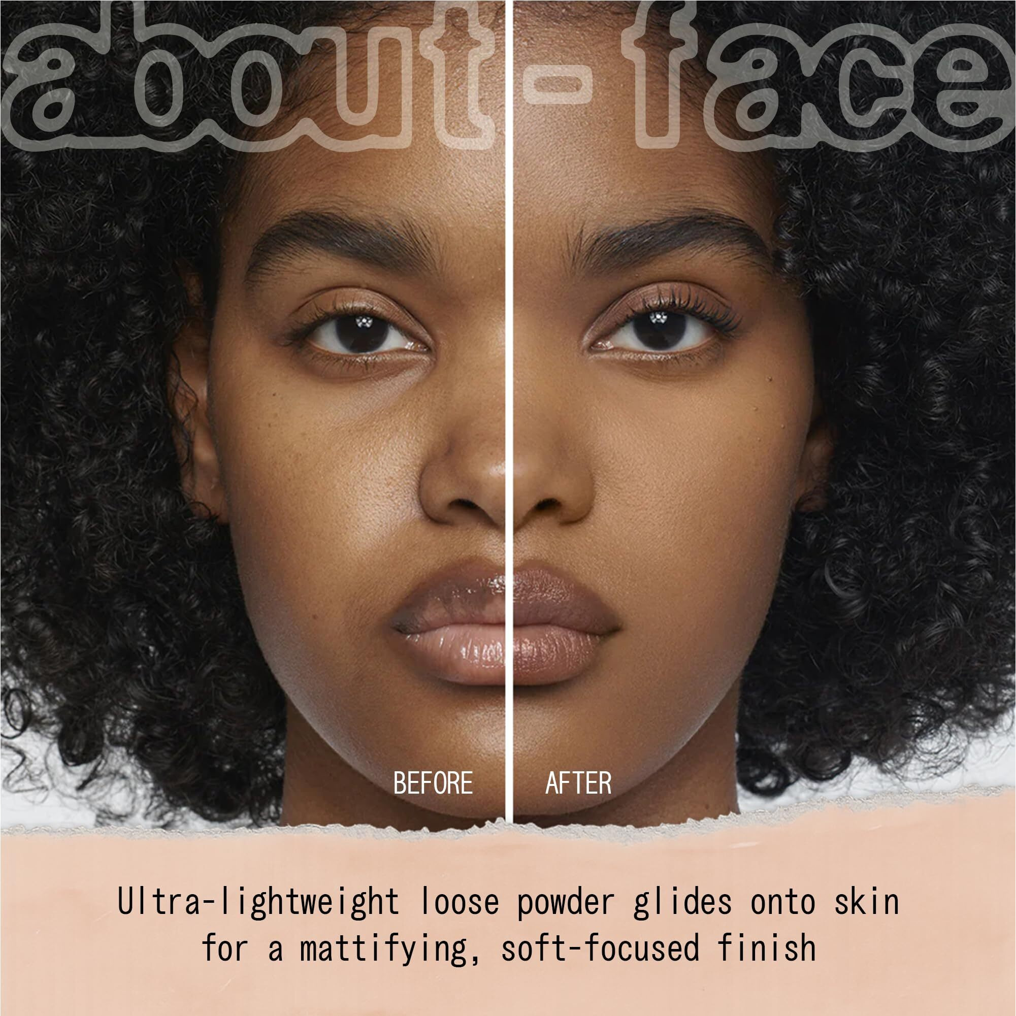 About-Face Curtain Call Set & Smooth Loose Powder Partition - Lightweight, Oil-Absorbing Setting Powder With Rice Starch & Corn-Based Talc Alternative - Vegan, Cruelty-Free - 0.35Oz (Medium Deep)