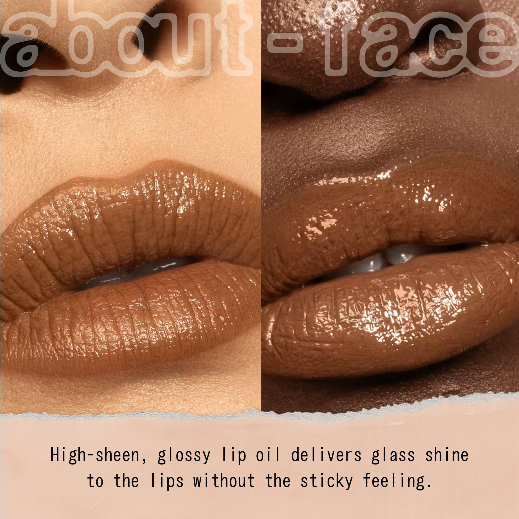 About-Face Light Lock Lip Gloss Dare To Bare - Non-Sticky, High-Shine Lip Oil Gloss With Coconut Oil, Peppermint & Lavender - Vegan, Cruelty-Free, Clean Beauty - 0.21 Oz (Caramel)