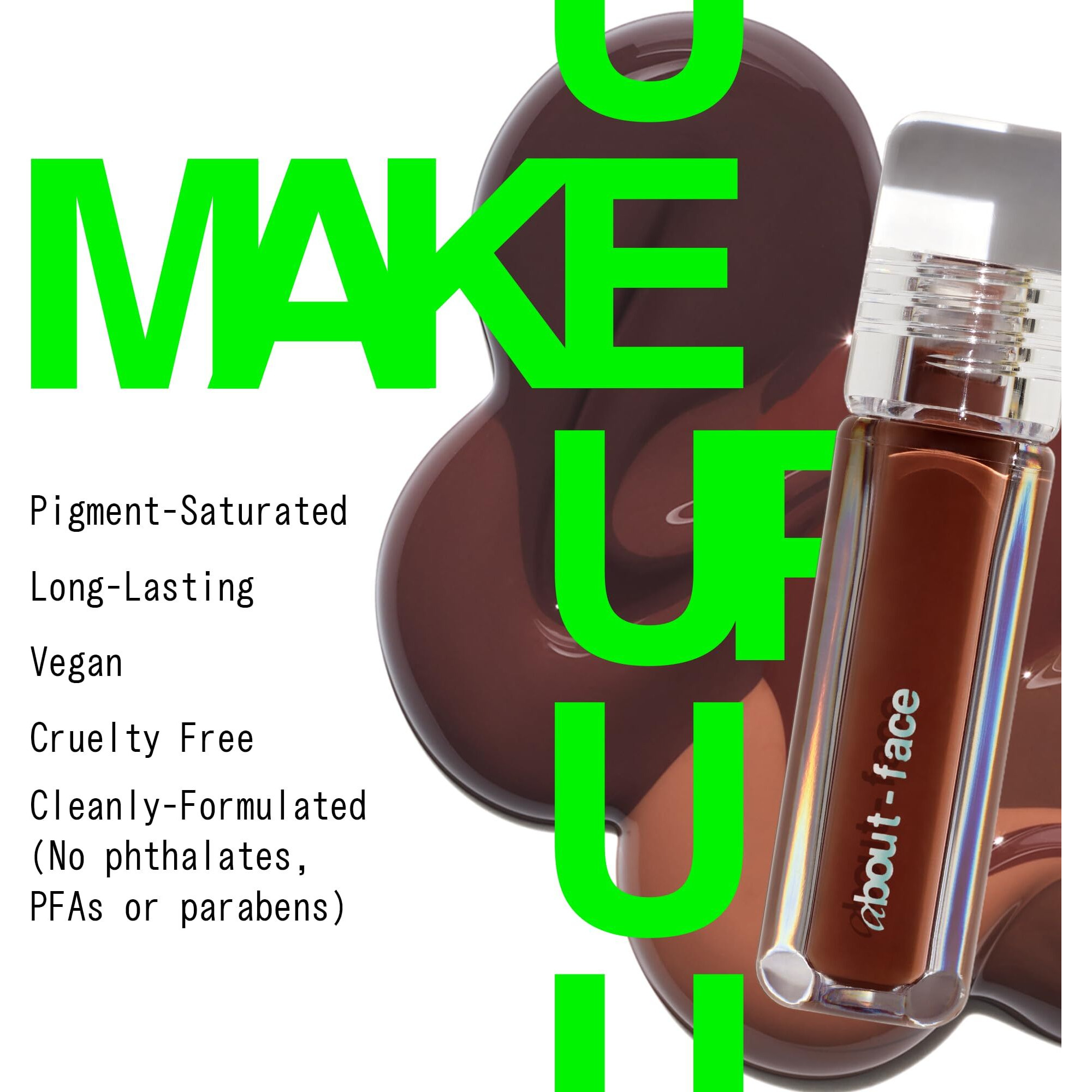 About-Face Light Lock Lip Gloss Dare To Bare - Non-Sticky, High-Shine Lip Oil Gloss With Coconut Oil, Peppermint & Lavender - Vegan, Cruelty-Free, Clean Beauty - 0.21 Oz (Caramel)