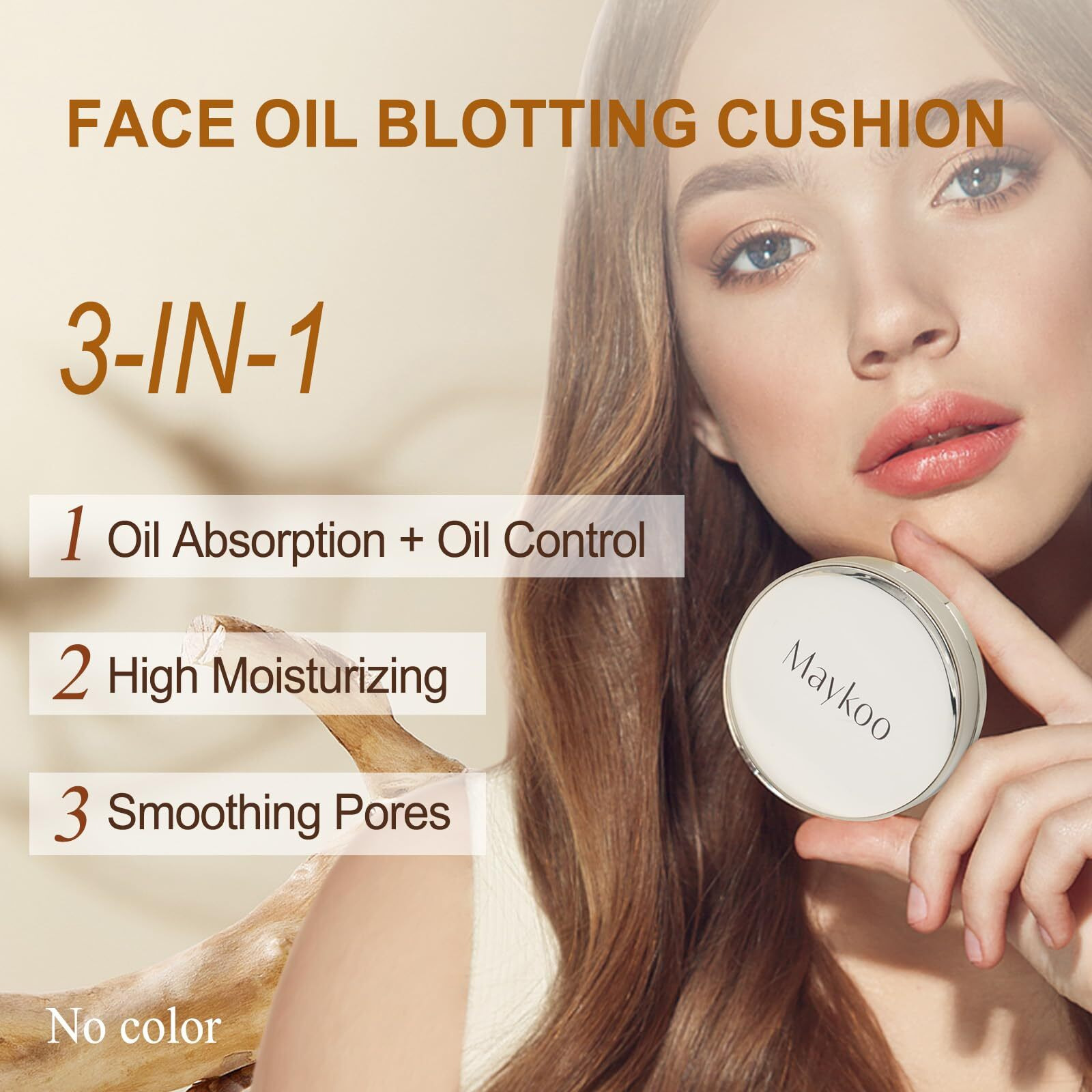 Face Oil Blotting Cushion Instead Of Oil Blotting Paper Sheets For Oily Skin, Oil Absorbing Liquid Mattifying Cushion, Moisturizing & Smoothing Pores With Natural Tea Tree, Oil Control For Make Up
