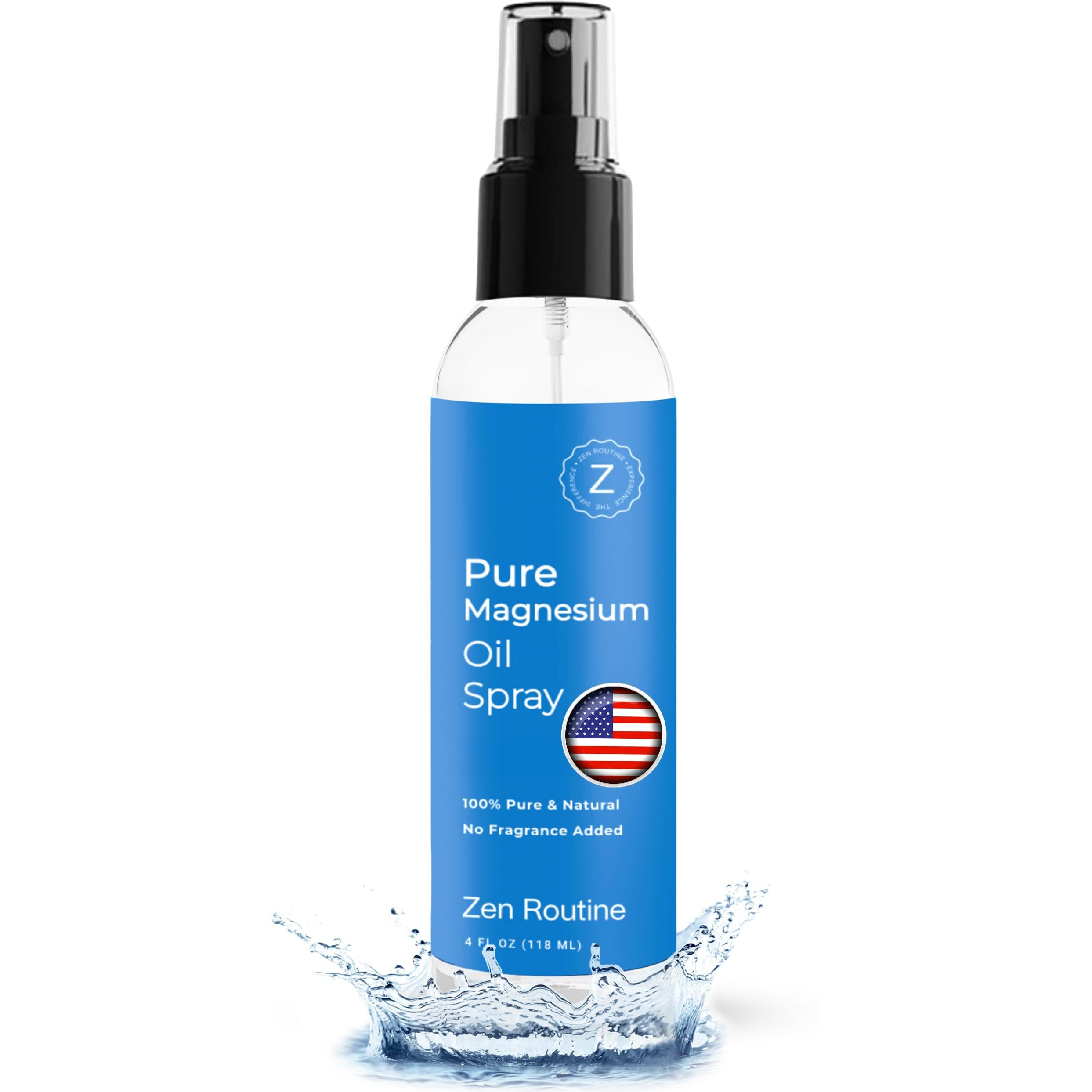 Pure Magnesium Oil Spray - 4Oz (Single) Organic Usp Grade, Topical Magnesium Spray For Feet, Leg Cramps, Weight Management, Aceite De Magnesio, Natural Salt & Ancient Minerals - Made In The Usa