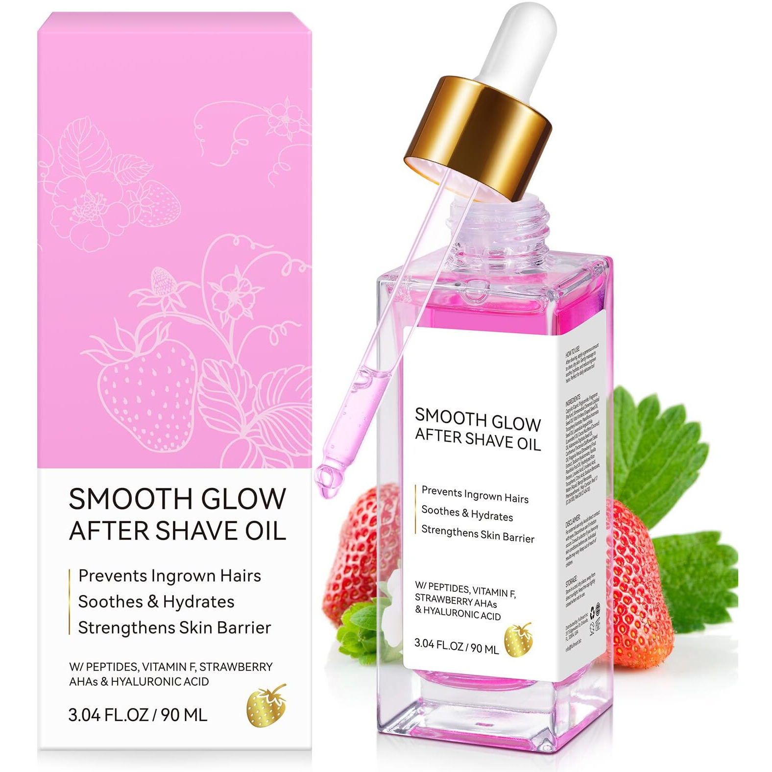 Strawberry Vanilla After Shave Oil Women For Smooth Skin, Soft Serve After Shaving Oil Soothing & Hydrating Shave Serum Prevent Ingrown Hair & Dryness 3Fl.Oz