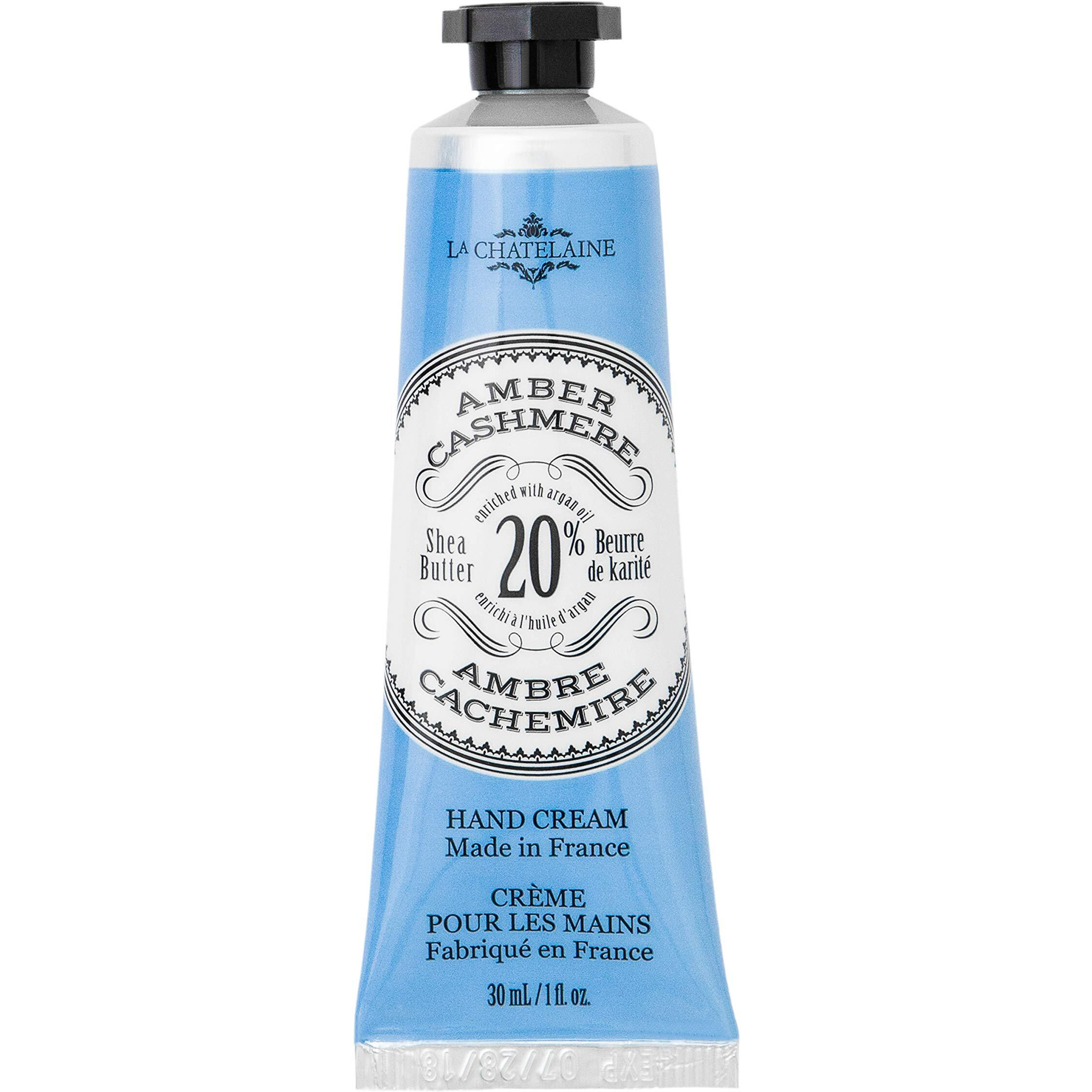 La Chatelaine 20% Shea Butter Hand Cream, Travel Size, Organic Argan Oil, Moisturizing, Nourishing, Repairing, Extra Rich, Non-Greasy, Made In France, Paraben Free, 1 Oz/ 30Ml - Amber Cashmere