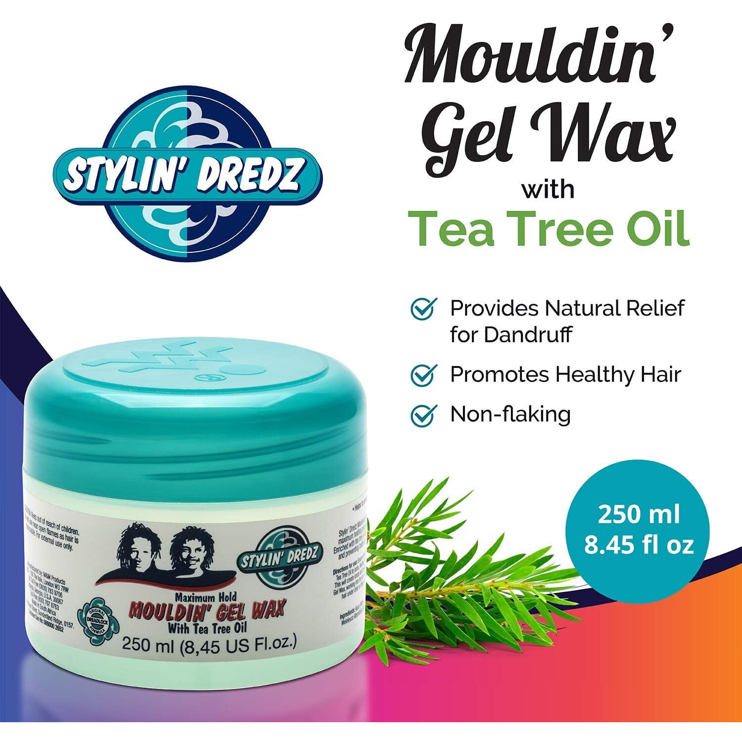 Stylin Dredz Mouldin' Gel Wax - Loc N Twist Gel - Dreadlock Gel Wax With Tea Tree Oil - 250 Ml Single