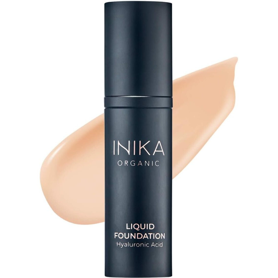 Inika Organic Full Coverage Liquid Foundation Makeup With Hyaluronic Acid And Argan Oil, Vegan And Organic Foundation For Skin Elasticity And Plumpness, Natural Coverage, Nude, 30Ml