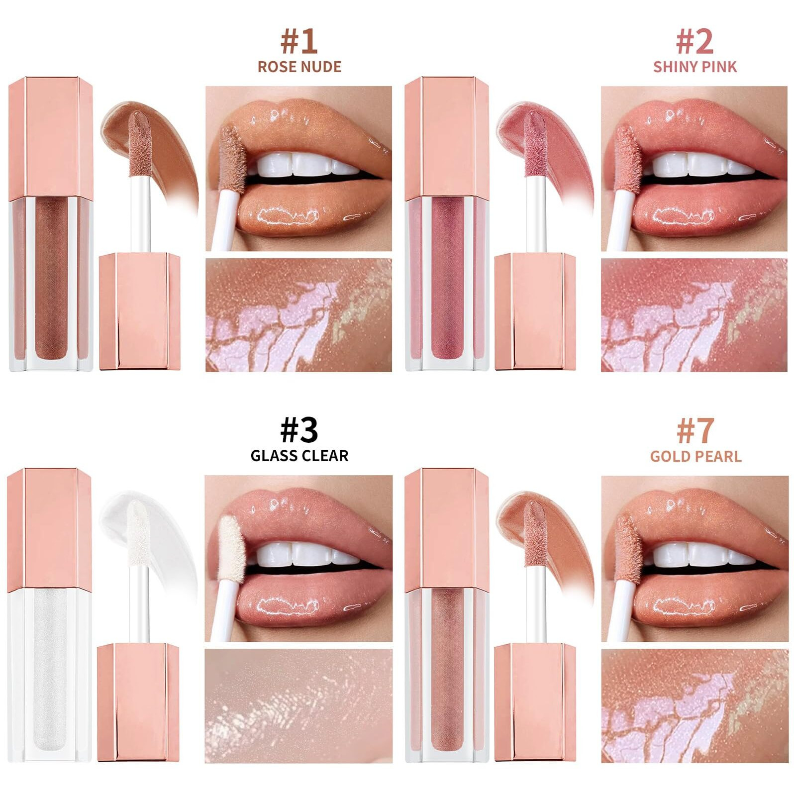 4Pcs Glimmer Lustrous Lipgloss Makeup Kit, Hydrating Shimmer Bling Lip Oil, High Shine Finish Non Sticky Lip Makeup, Long Wearing Peach Scent Natural Lip Stick Gloss Set