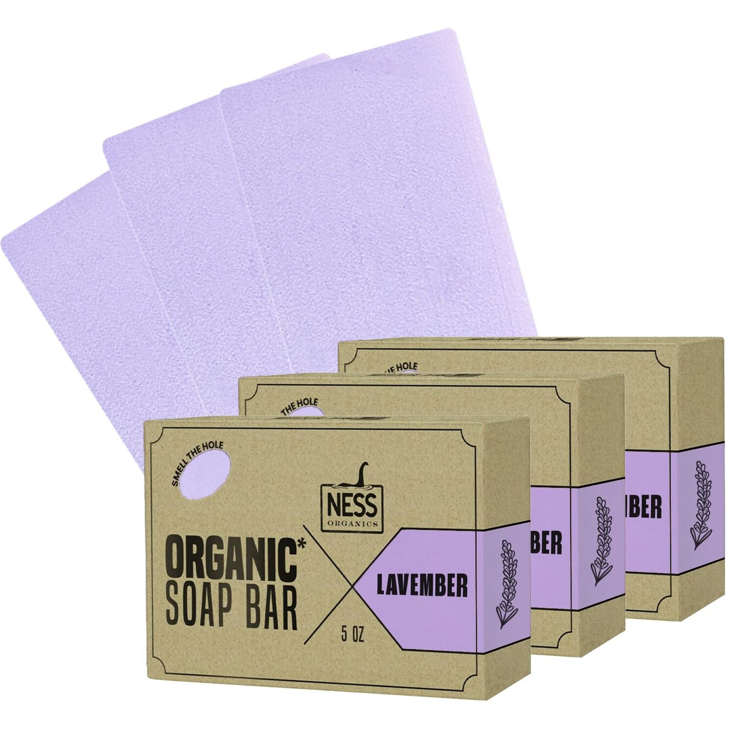 Ness Mens Soap Bar - Lavember Scent - Natural Soap - Lavender & Amber - Mens Soap - Organic Ingredients & Essential Oils - Moisturizing Bar Soap - Handmade In Usa, Cruelty Free, Vegan - 3 Pack