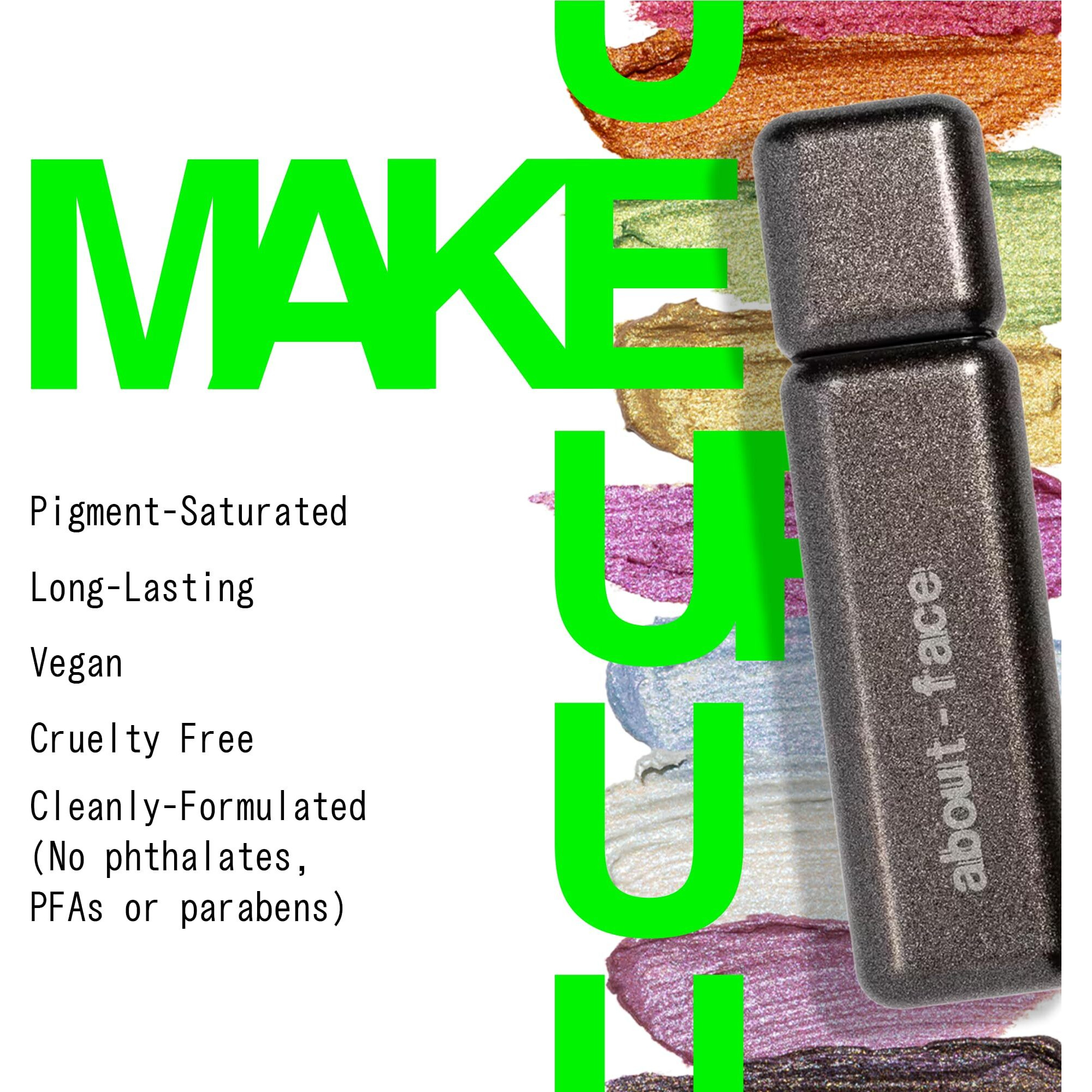 About-Face Fractal Glitter Eye Paint Glitch- Smudge-Proof, Long-Lasting Liquid Eyeshadow - Intense Sparkle With Mousse Texture - Vegan, Cruelty-Free, Marula Oil Infused - 0.13Oz (Asphalt With Sparkle)