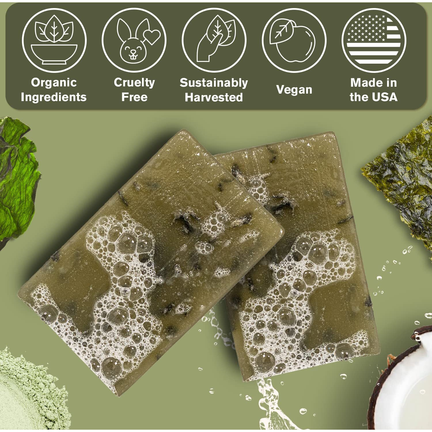 Ness Mens Soap Bar - Maritime Moss Scent, Natural Soap For Men With Organic Ingredients, Mens Bar Soap With Essential Oils, Moisturizing Bar Soap For Men, Handmade In The Usa, Cruelty Free, Vegan