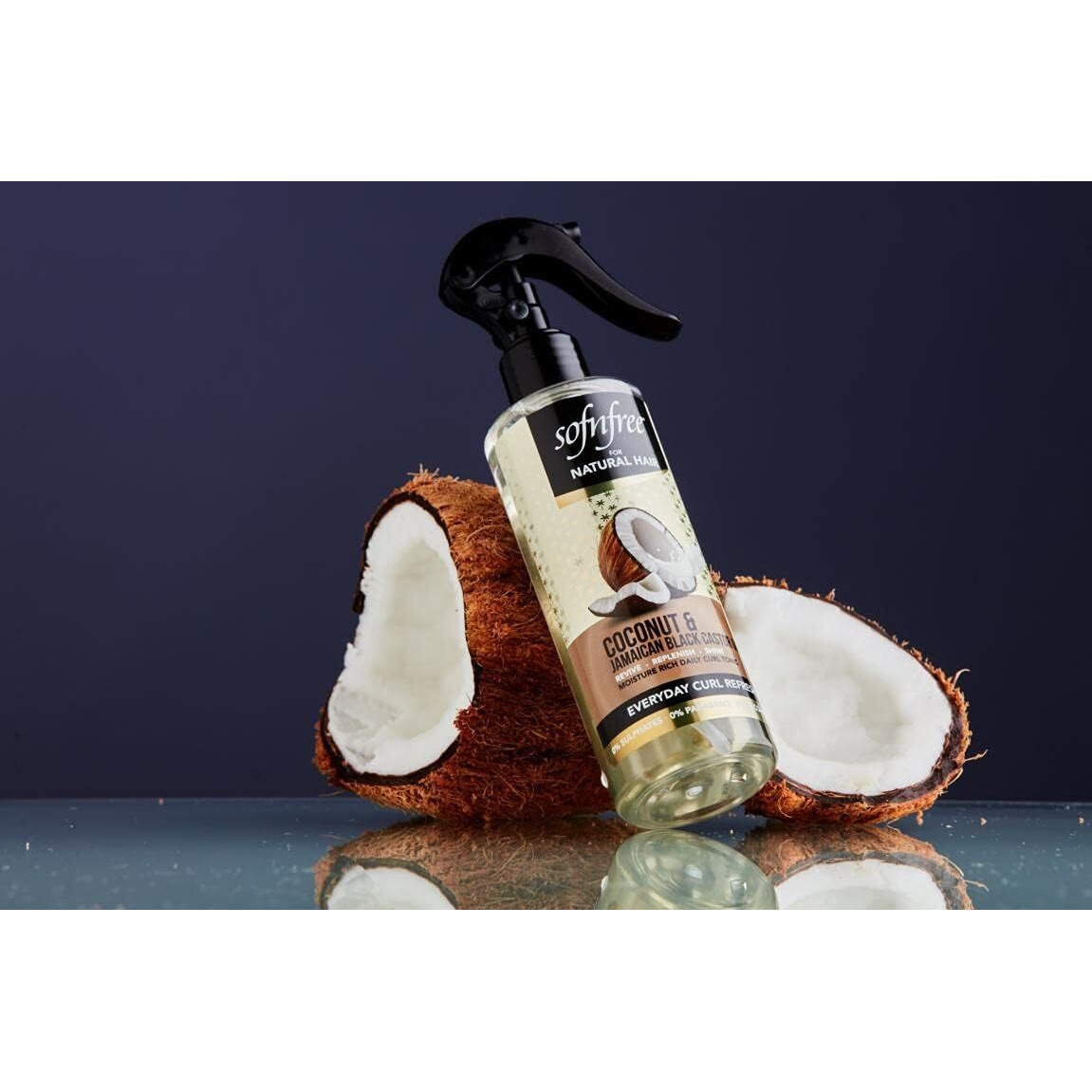 Sofn'Free Coconut & Jamaican Black Castor Oil Curl Refresher Spray - Everyday Volumizer And Moisturizer For Styling Dry, Coily Or Curly Hair, 8.12 Fl Oz (Pack Of 3)