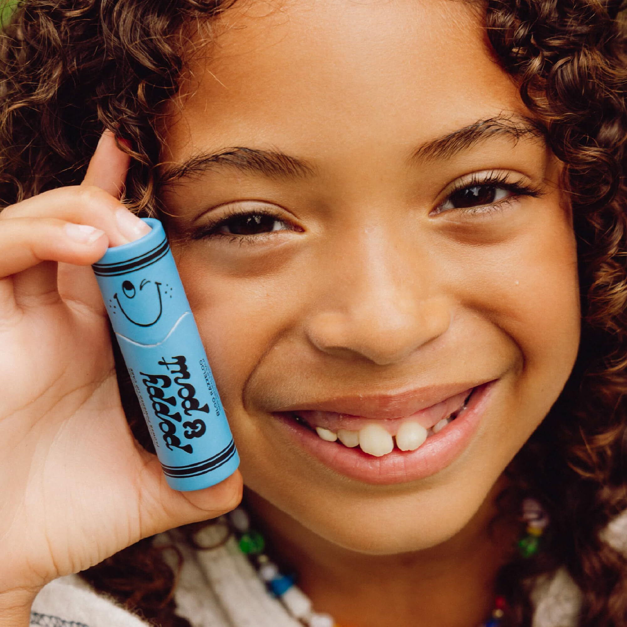 Poppy & Pout Kids Jumbo Lip Balm | All Natural Lip Balms & Moisturizers | Hydrates With Beeswax, Vitamin E, Organic Coconut Oil | Cruelty-Free | Lip Balm In Recyclable Cardboard Tube (Bloo Razzeloo)