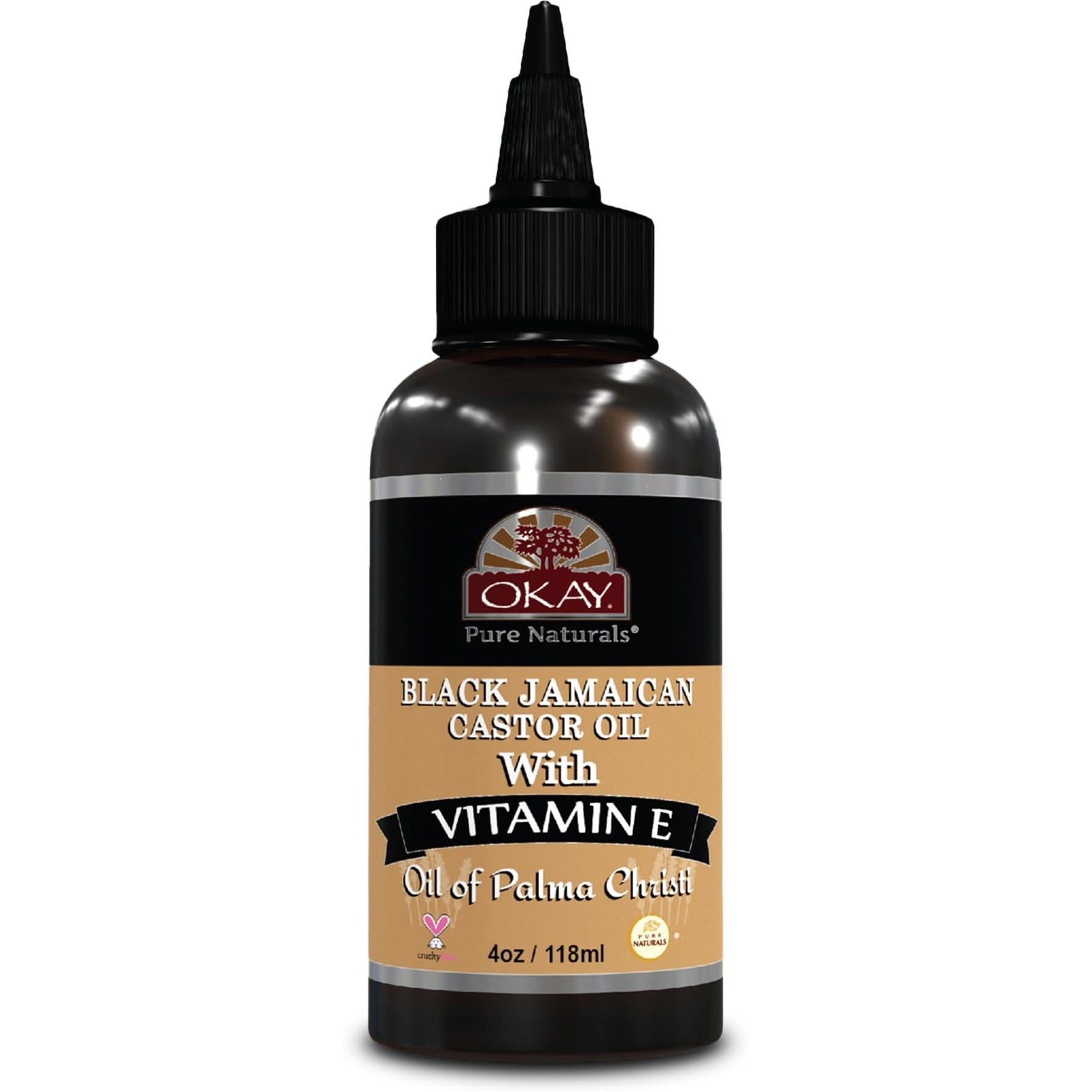 Okay Black Jamaican Castor Oil With Vitamin E And Panthenol 4Oz / 118Ml