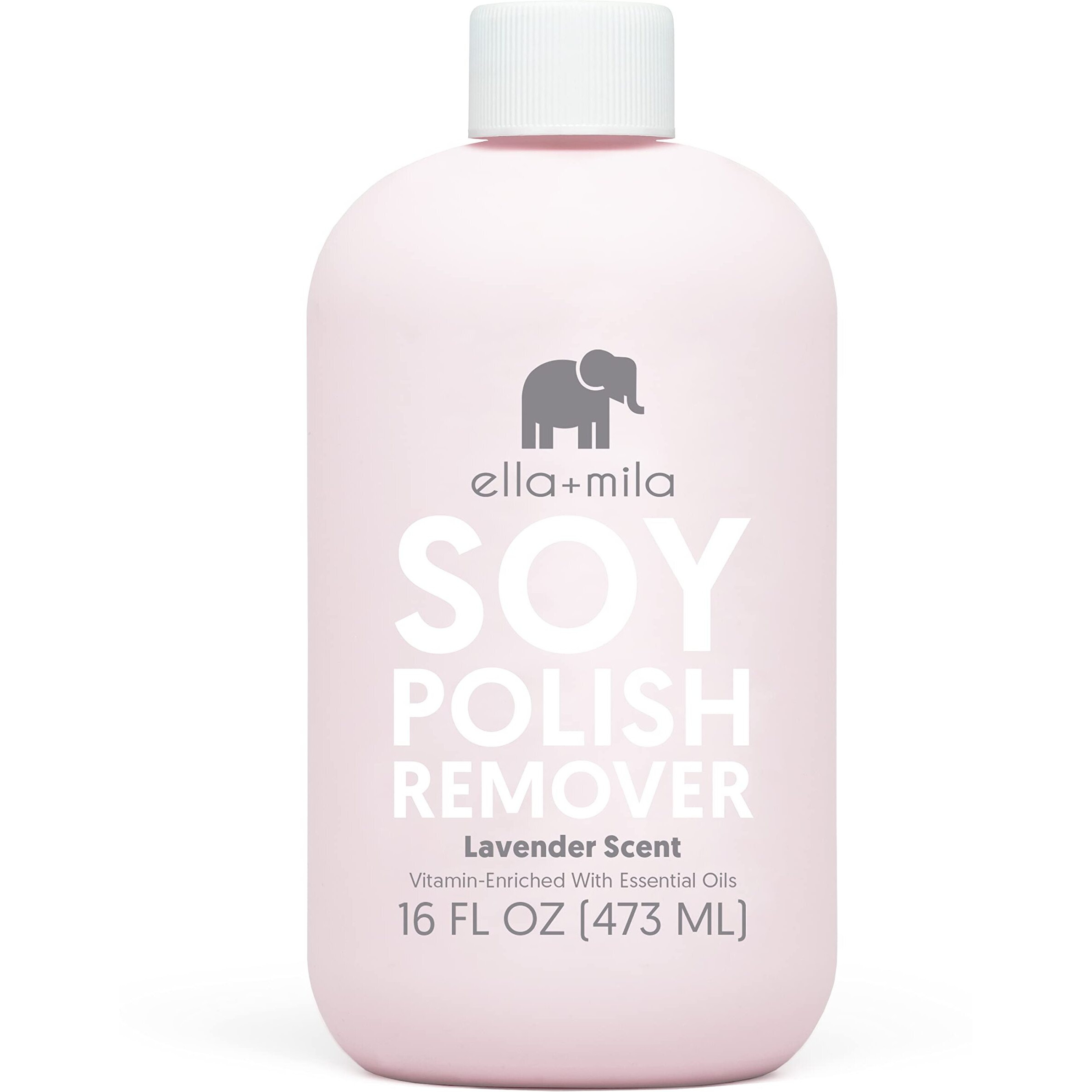 Ella+Mila Soy Nail Polish Remover Non-Acetone Nail Polish Remover - Non-Toxic Fingernail Polish Remover - For Natural Nail Polishes - Enriched With Lavender Essential Oil & Vitamins A,C & E (16 Fl Oz)
