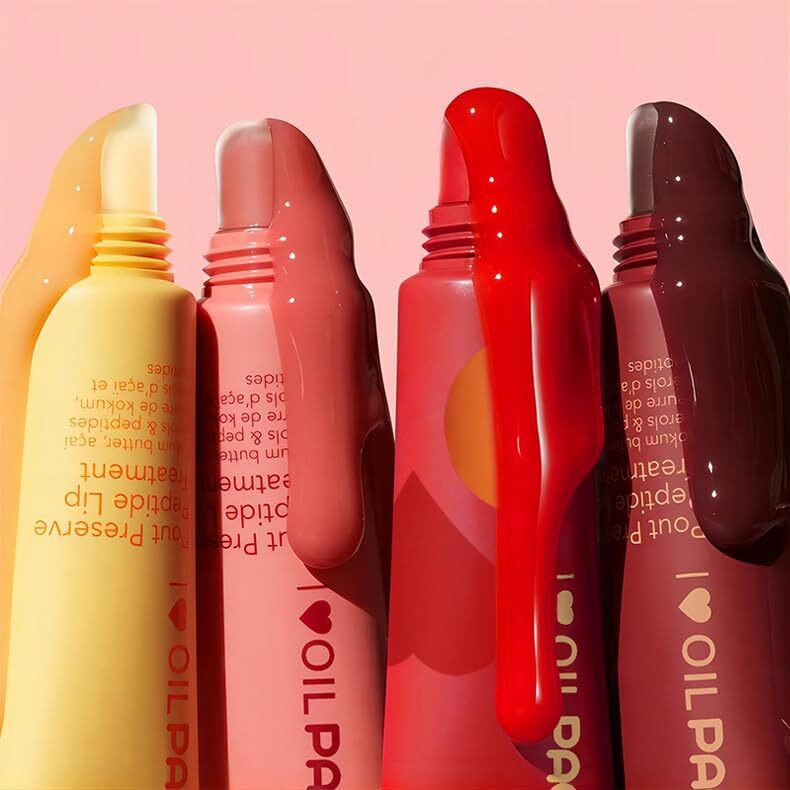 Taikelop Pout Preserve Hydrating Peptide Lip Treatment,Shiny Lip Stain Tint,Long Lasting Lip Gloss Plumping Lip Oil