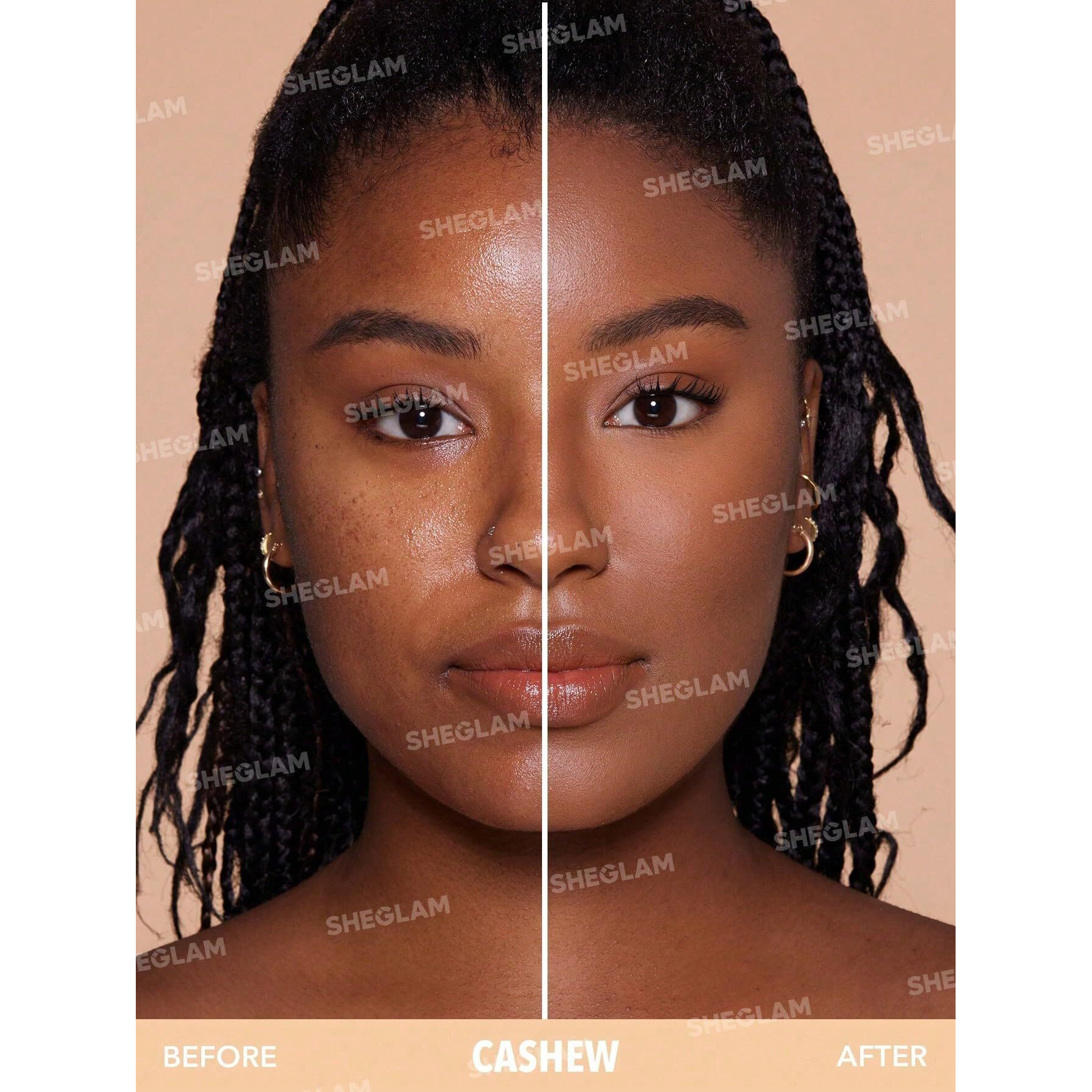 Sheglam Skin-Focus Full Coverage Powder Foundation Oil-Control Lightweight Face Pressed Powder Makeup-Porcelain