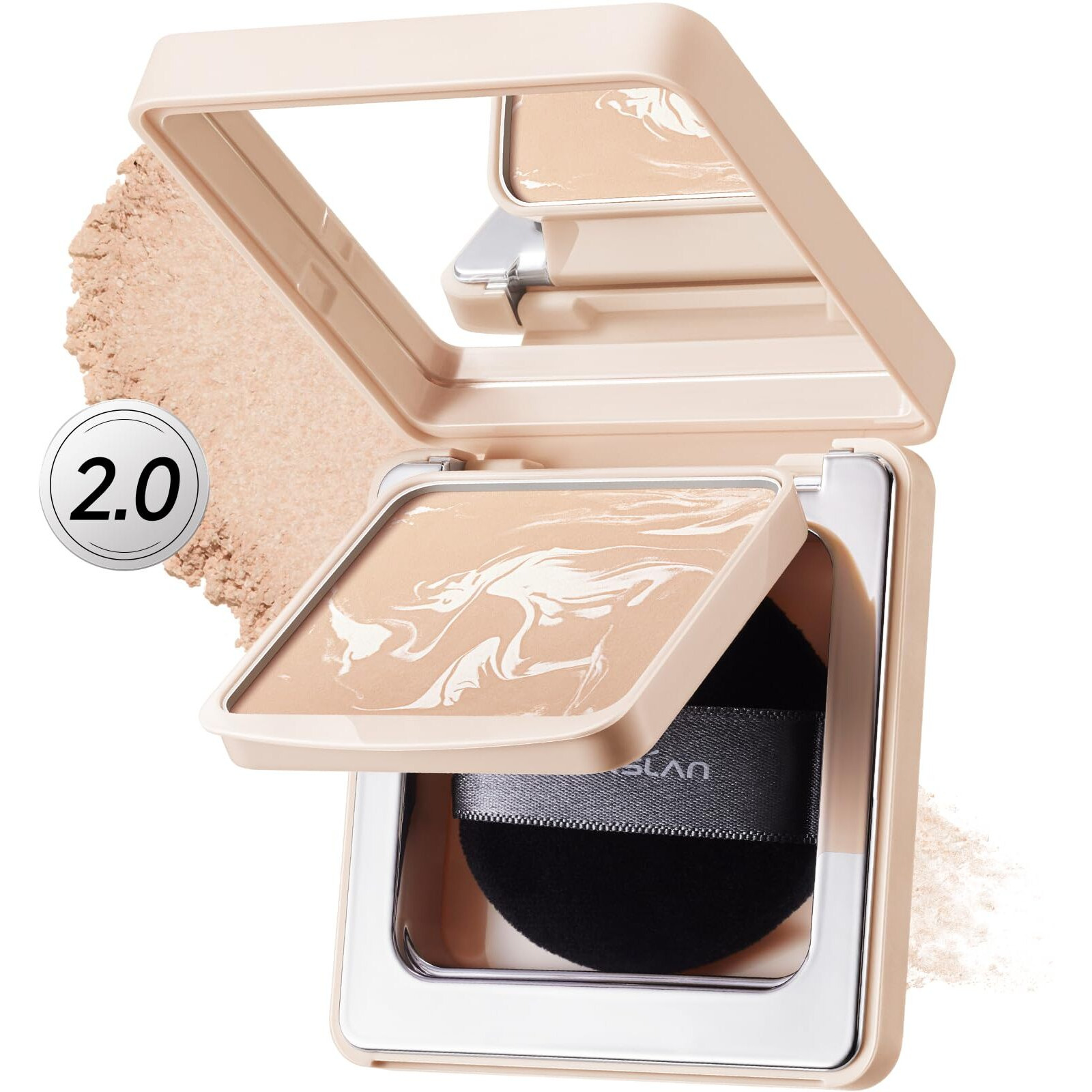 Carslan 2.0 Black Magnet Soft Focus Powder, Waterproof Translucent Pressed Setting Powder, 24H Longlasting Talc-Free Face Powder, Oil Control Compact Makeup,04 Warm Ivory For Dry&Com Skin, 0.28Oz