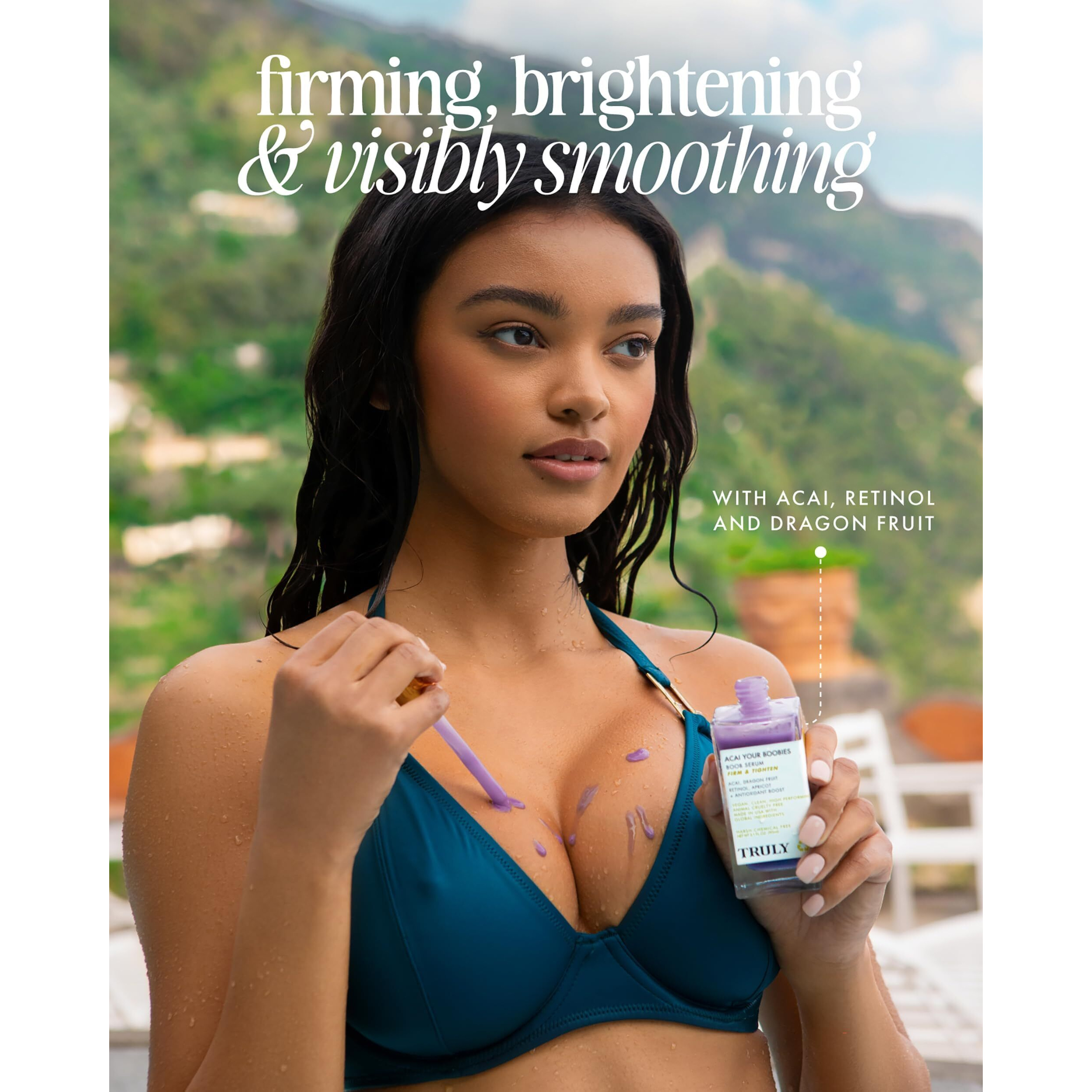 Truly Beauty Acai Your Boobies Serum - Serum That Helps Enhance Breast - Skin Elasticity With Bust Firming Natural Essential Oil - For A Perky And Firmer Bust Organic, Gmo Free - 3.1 Oz