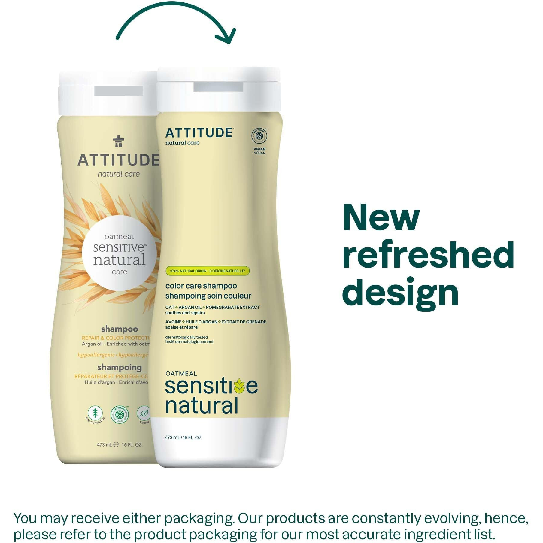 Attitude Color Care Hair Shampoo For Sensitive Dry Scalp, Ewg Verified, Soothing Oat, Protects Color, Naturally Derived Ingredients, Vegan And Plant-Based, Color Care, Argan Oil, 16 Fl Oz (Pack Of 6)