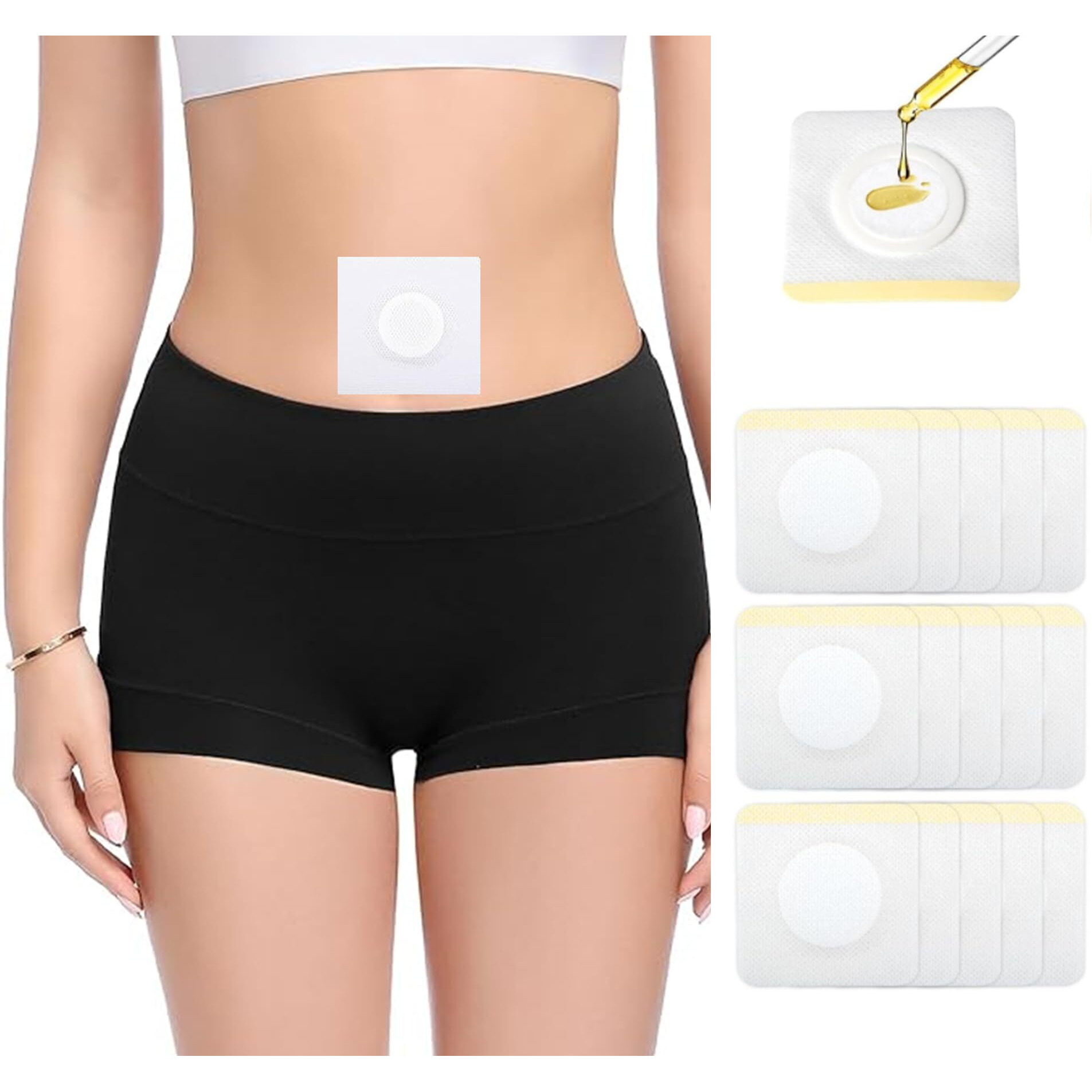 100 Pcs Disposable Castor Oil Patches Belly Button(Oil Not Included), Self-Adhesive Castor Oil Pack Wrap Organic Cotton,White 100Pcs Efwg