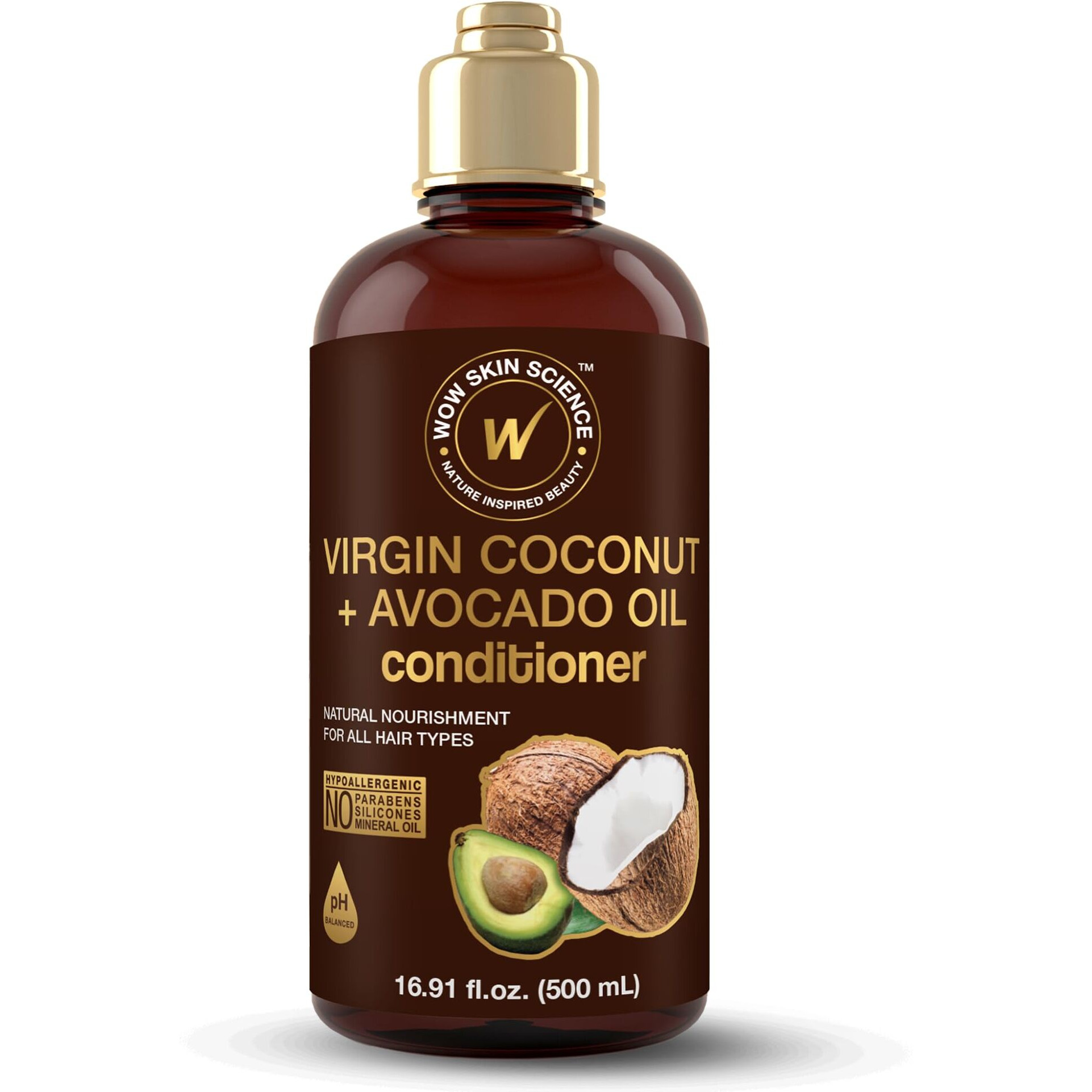 Wow Hair Conditioner - Coconut & Avocado Oil - Restore Dry, Damaged Hair - Increase Gloss - Reduce Split Ends, Frizz - Sulfate, Silicones, Paraben Free - All Hair Types, Adults & Children - 500 Ml