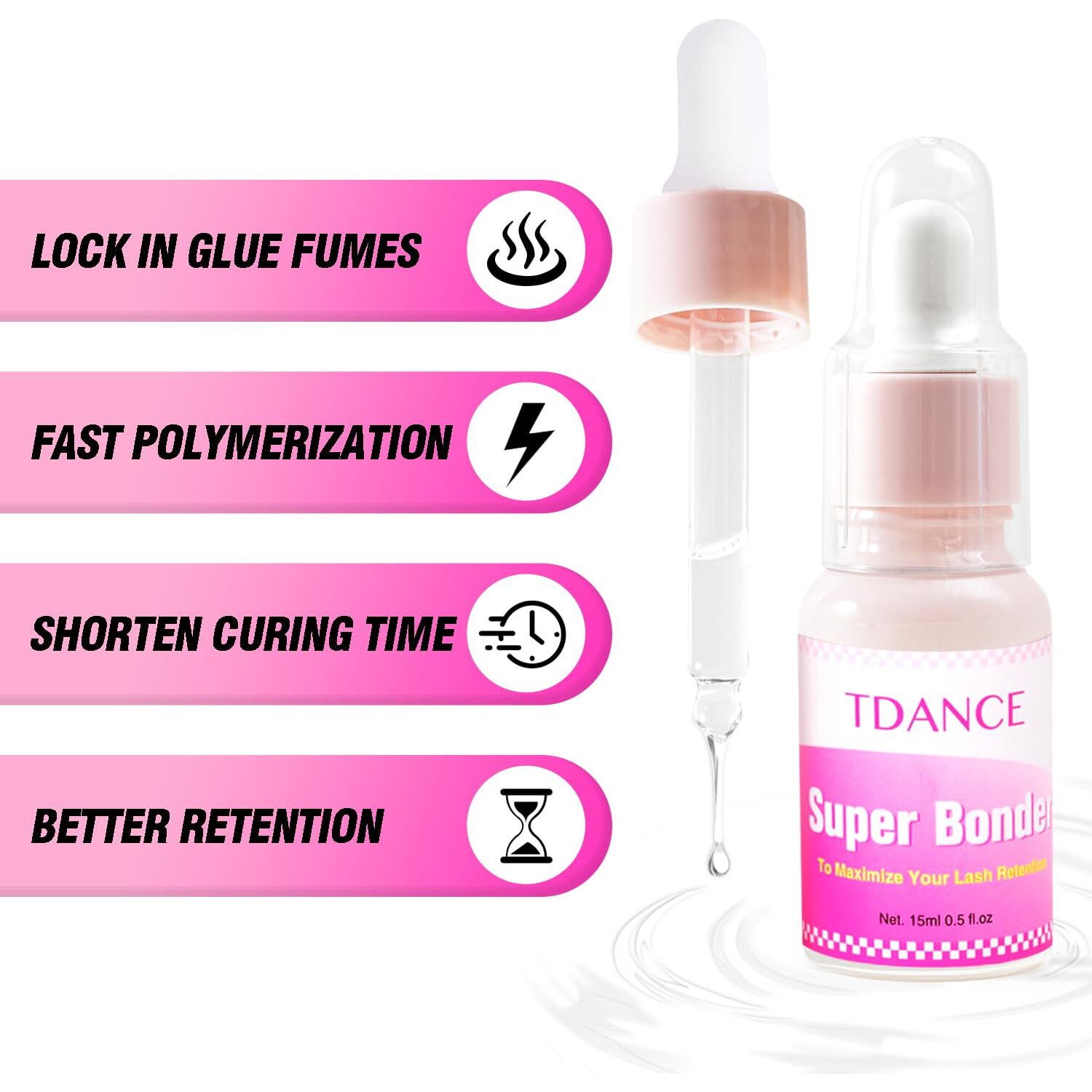 Tdance Lash Bonder For Eyelash Extensions, Glue Accelerator, Increase Eyelash Retention Time, Water Oil Proof, Lash Extension Bonder (15Ml, Lash Bonder)
