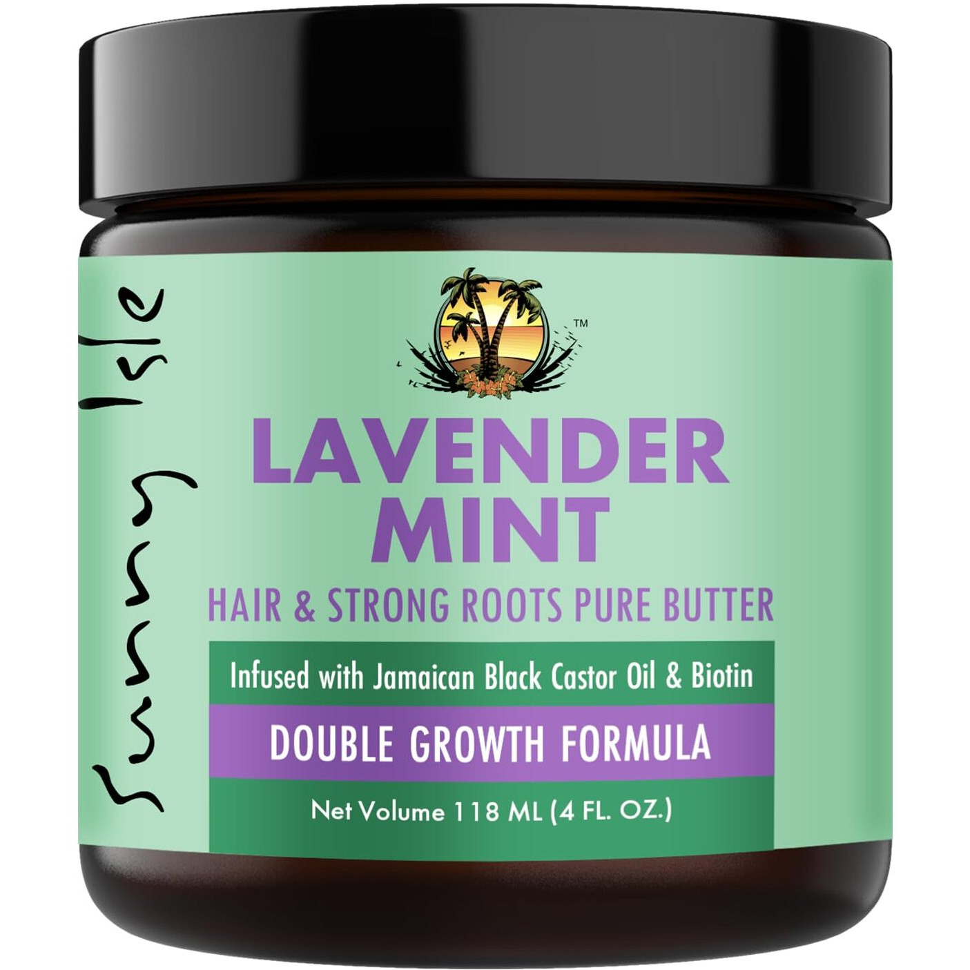 Sunny Isle Lavender Mint Hair And Strong Roots Butter 4Oz | Infused With Biotin & Jamaican Black Castor Oil | Strengthen And Nourish Hair | Dry Scalp, Split Ends | Double Growth Formula