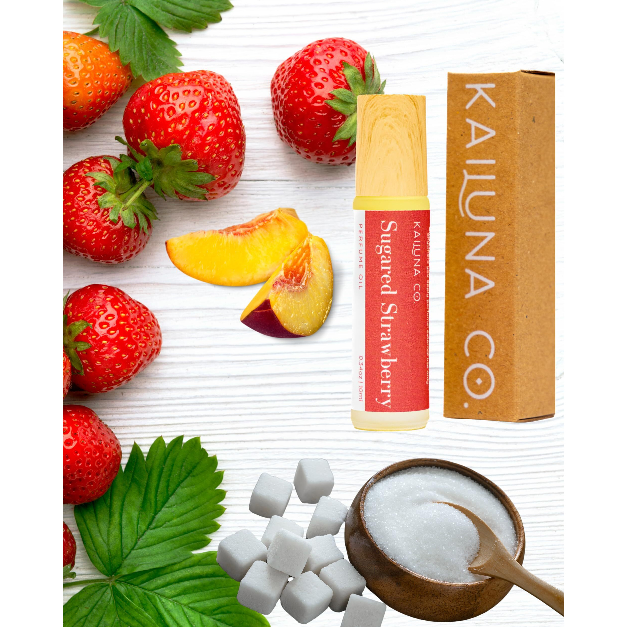 Kailuna Co. Sugared Strawberry Delicious Natural Essential And Fragrance Oil Roll On With Organic Jojoba Oil, Alcohol Free, Small Batch, Made In California, 0.34 Fl Oz