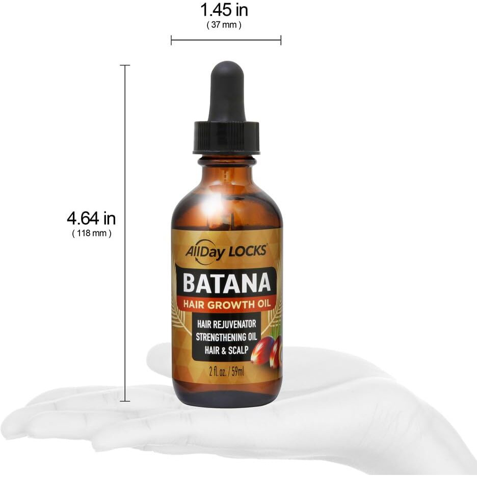 Allday Locks Batana Hair Growth Oil | Healthy, Thicker, Stronger, Shinier Hair | 100% Honduras Batana Oil | Nourishes Damaged, Dry, Brittle Hair | Eliminates Split Ends & Breakage | Made In Usa | 2 Oz