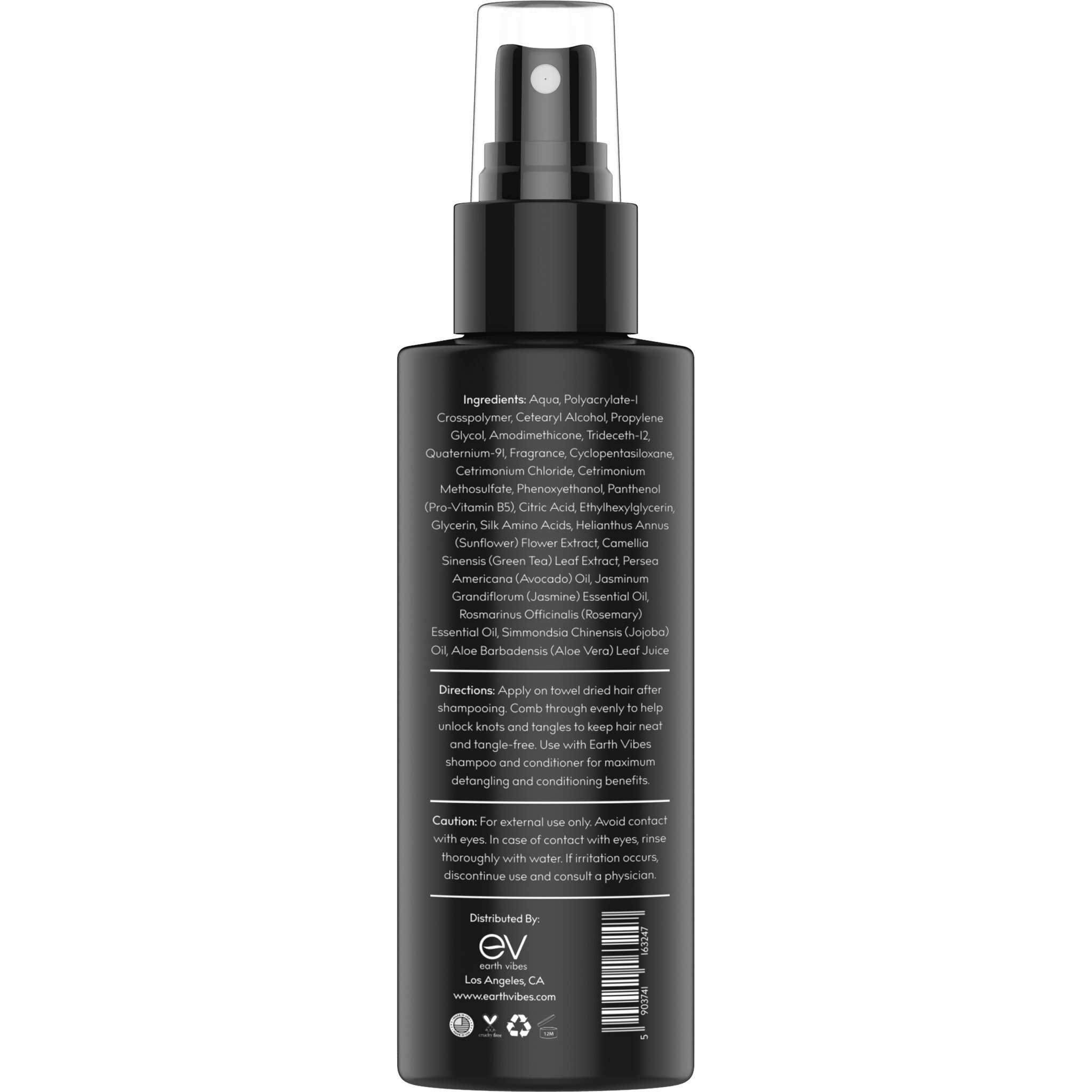 Earth Vibes Natural Hair Detangler, Leave-In Conditioner Spray, Kids & Adults - All Hair Types - Color Safe Cruelty Sulfate Paraben Free - Made With Silk Amino Acids Probiotic Jojoba & Avocado Oil-Usa