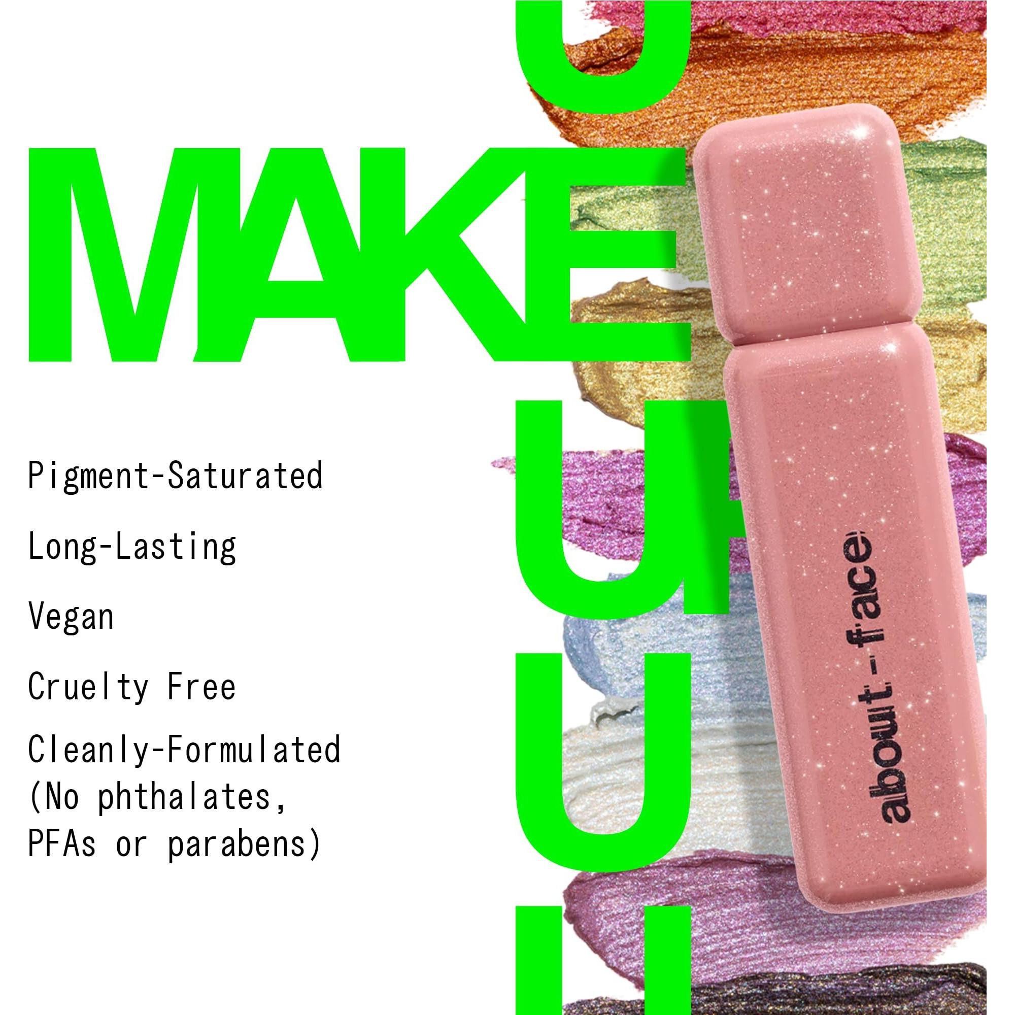 About-Face Fractal Glitter Eye Paint Smolder - Smudge-Proof, Long-Lasting Liquid Eyeshadow - Intense Sparkle With Mousse Texture - Vegan, Cruelty-Free, Marula Oil Infused - 0.13Oz (Shimmering Mauve)