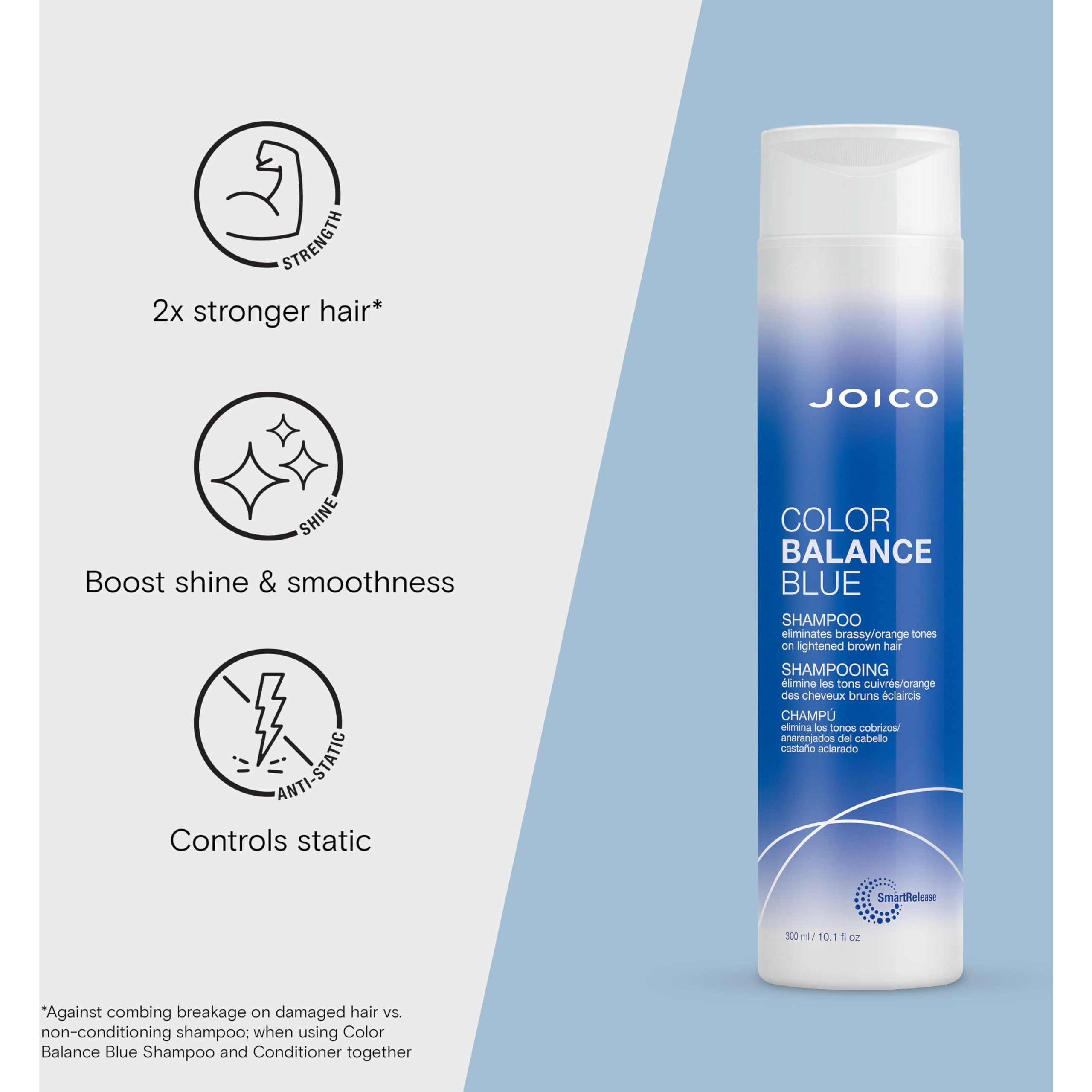Joico Color Balance Blue Shampoo | For Lightened Brown Hair | Eliminate Brassy Orange Tones | Boost Color Vibrancy & Shine | Uv Protection | With Rosehip Oil & Green Tea Extract | 10.1 Fl Oz