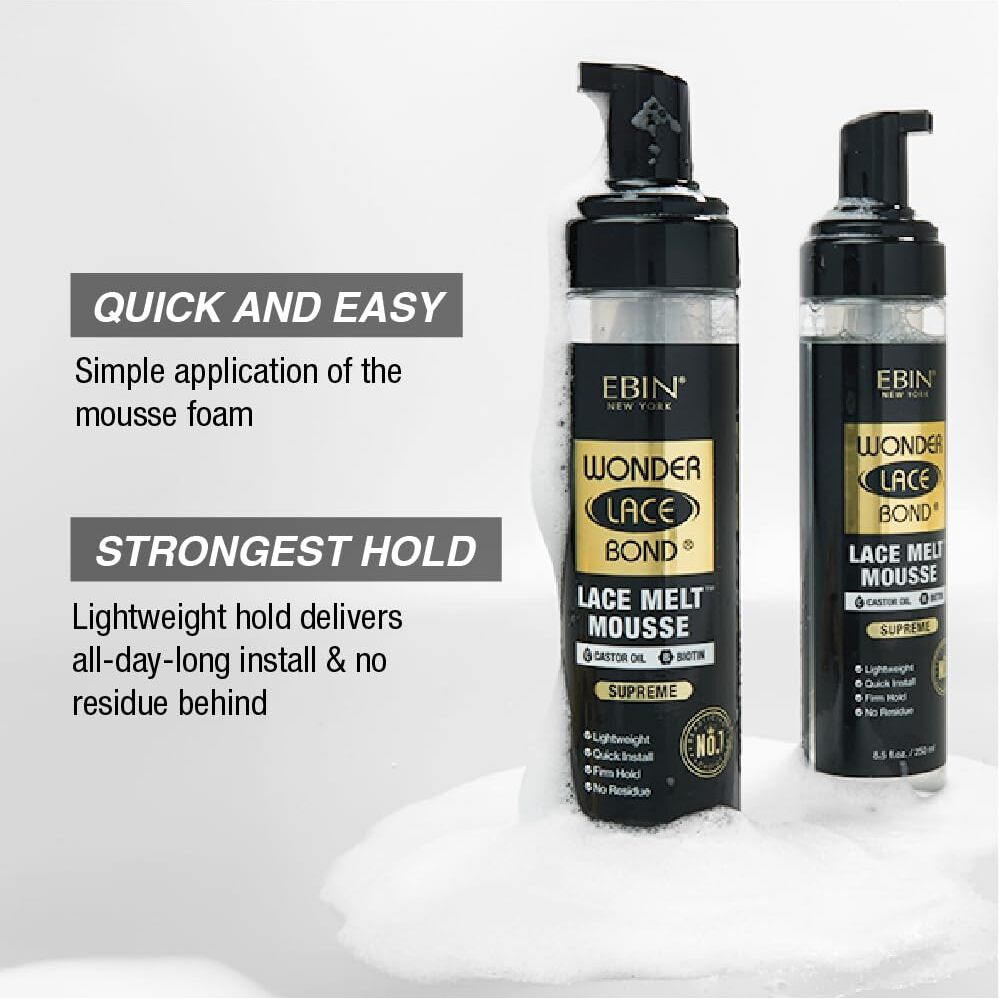 Wonder Lace Bond Lace Melt Mousse 3.38Oz/ 100Ml (3Pack)- Extreme Firm Hold (Supreme) | Biotin + Castor Oil | No Residue, Long Lasting Formula With Protecting Edges, Gives Undetectable And Natural Look
