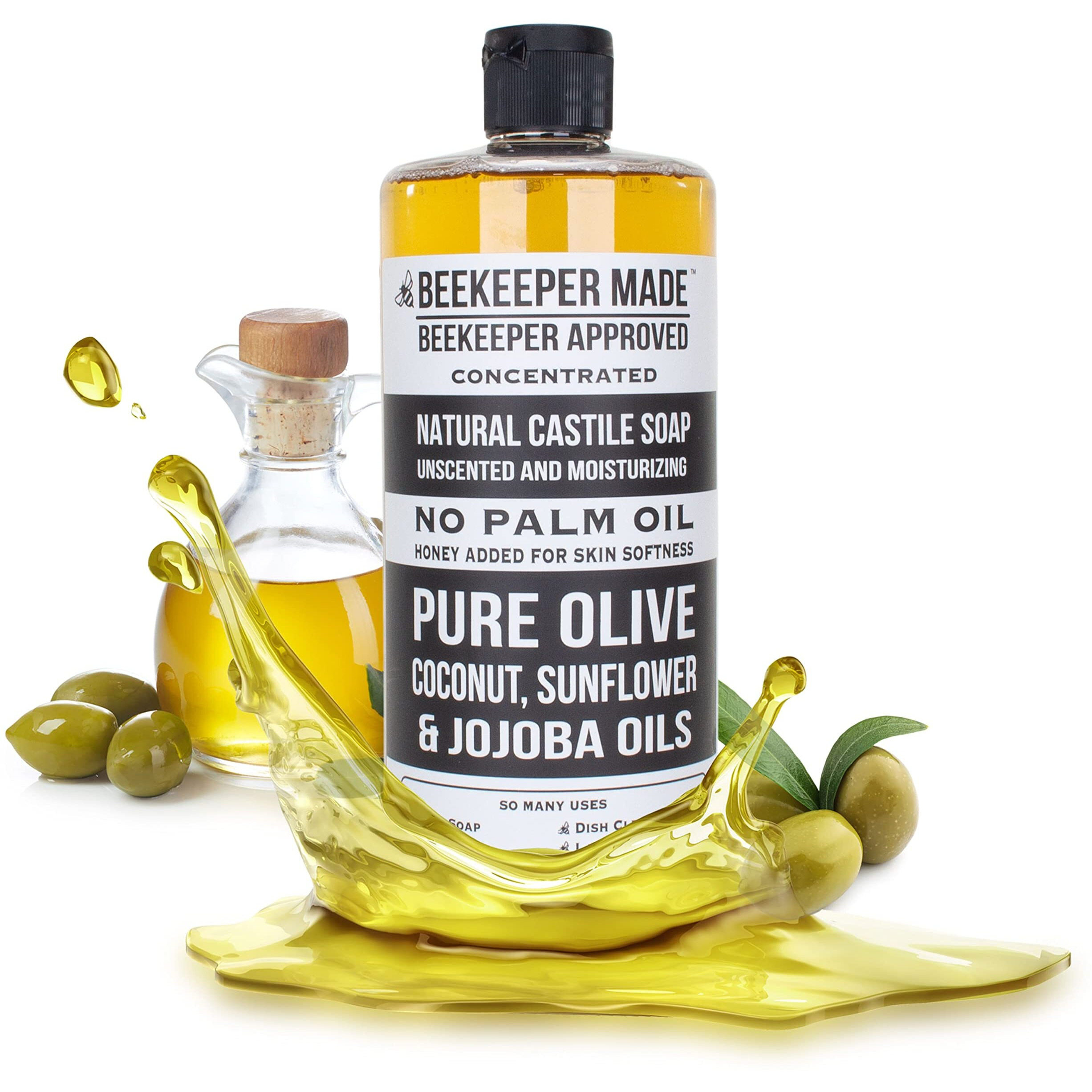 Beekeeper Made Natural Castile Soap, 32 Fl Oz | No Palm Oil, 8 Ingredients, Pure Olive, Coconut, & Sunflower Oils, Gmo Free, For Sensitive Skin, Made In The Usa (Lavender)