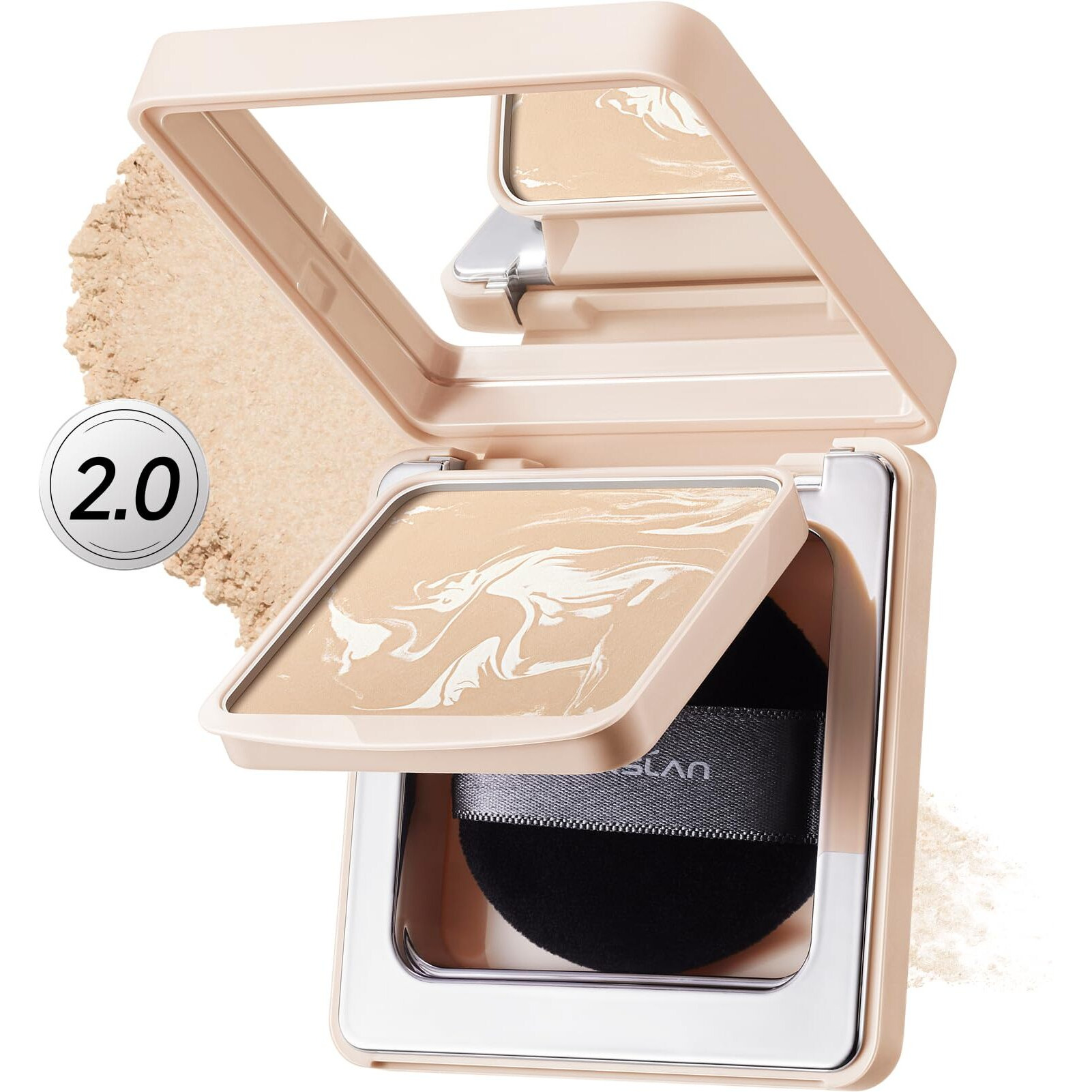 Carslan 2.0 Black Magnet Soft Focus Powder, Waterproof Translucent Pressed Setting Powder, 24H Longlasting Talc-Free Face Powder, Oil Control Compact Makeup,04 Light Beige For Dry&Com Skin, 0.28Oz